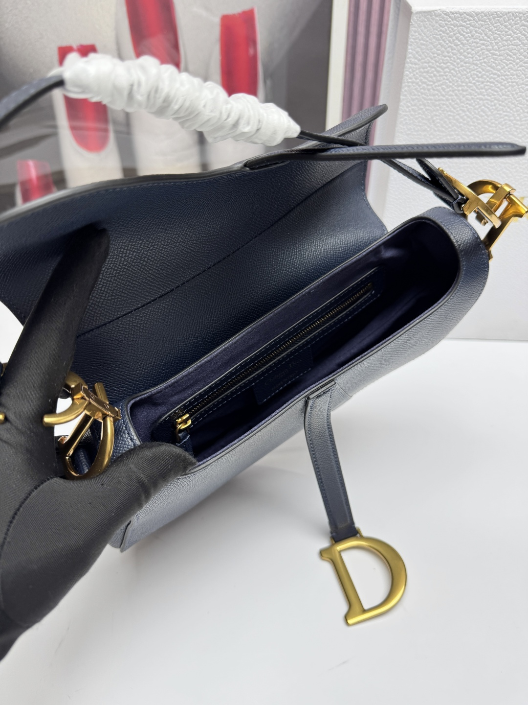 Dior A貨馬鞍包 深藍色皮革單肩包氣質百搭斜背款| 7 Dior A貨馬鞍包 深藍色皮革單肩包氣質百搭斜背款
