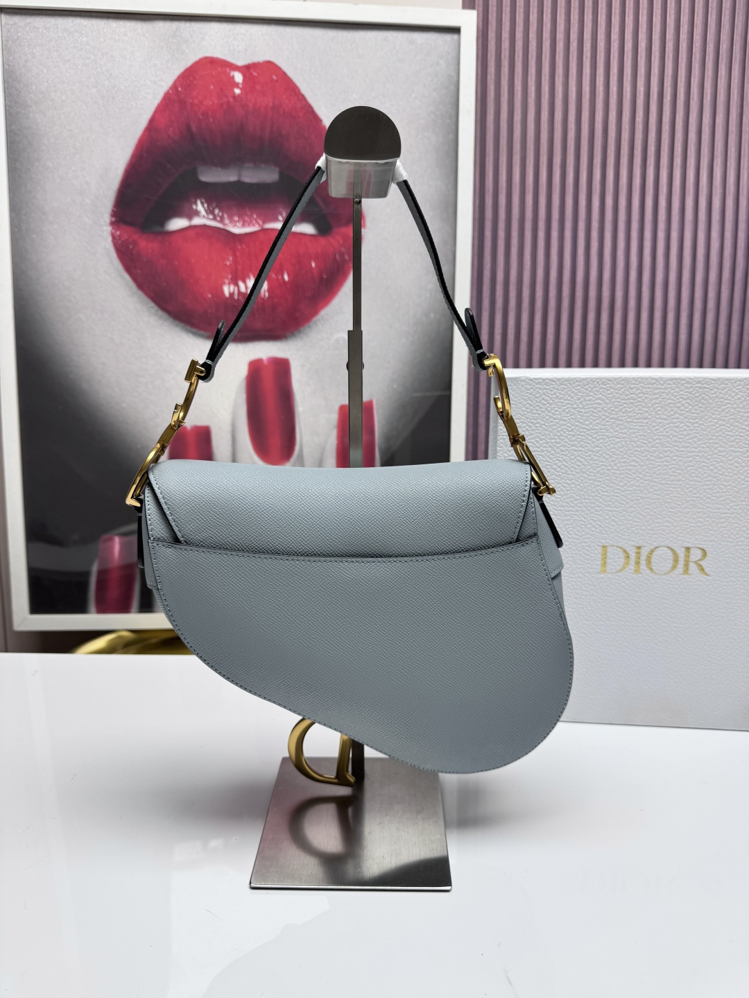 Dior 高仿馬鞍包 灰藍色單肩包時尚斜背包簡約百搭款| 14 Dior 高仿馬鞍包 灰藍色單肩包時尚斜背包簡約百搭款