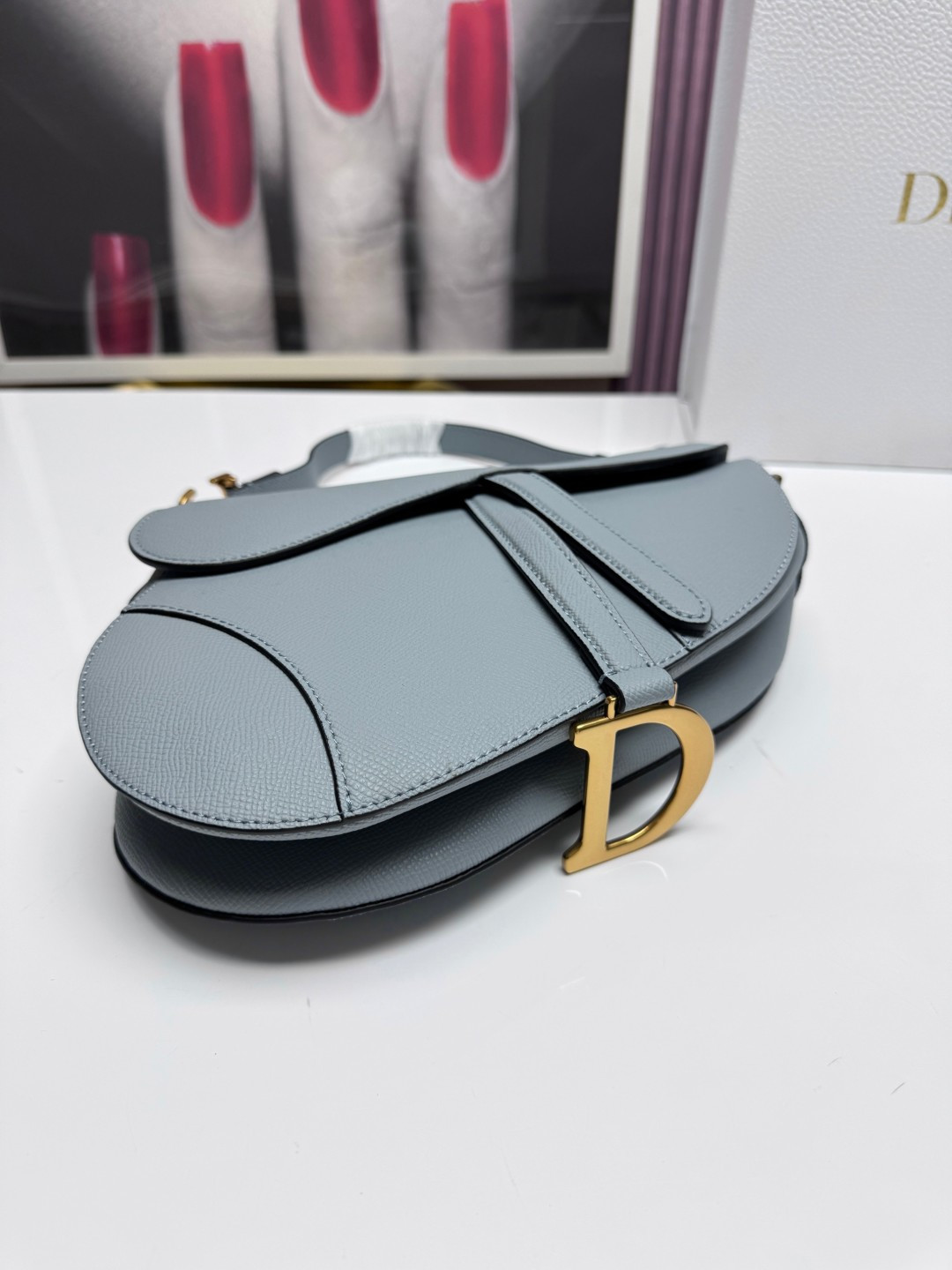 Dior 高仿馬鞍包 灰藍色單肩包時尚斜背包簡約百搭款| 11 Dior 高仿馬鞍包 灰藍色單肩包時尚斜背包簡約百搭款