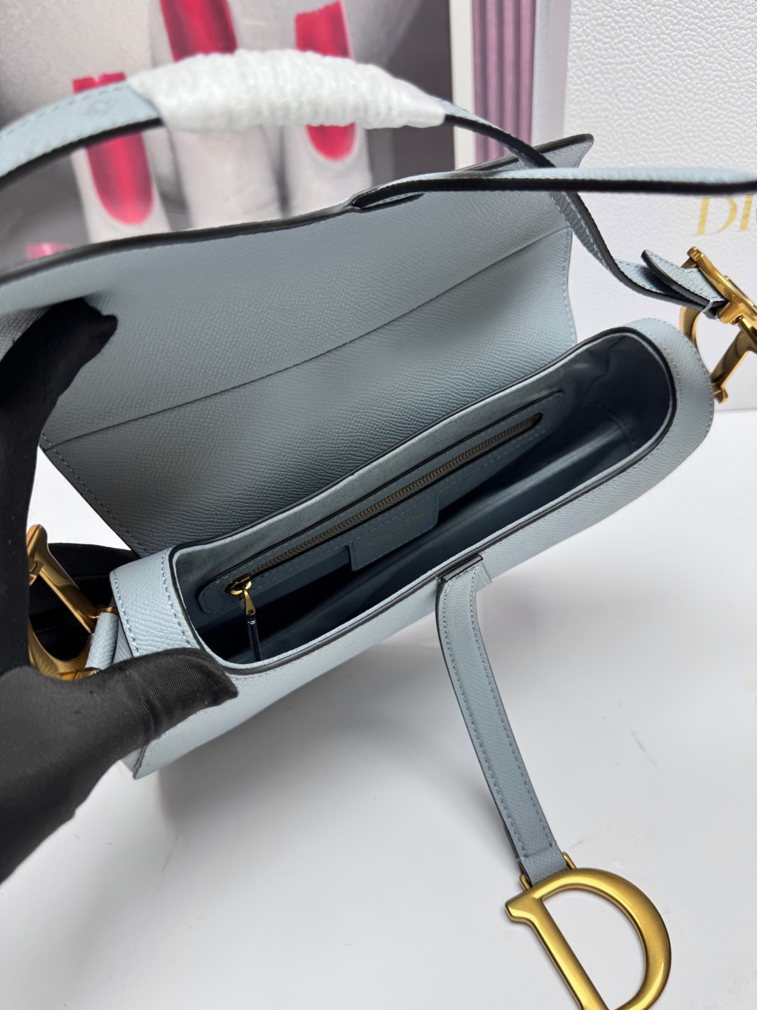 Dior 高仿馬鞍包 灰藍色單肩包時尚斜背包簡約百搭款| 9 Dior 高仿馬鞍包 灰藍色單肩包時尚斜背包簡約百搭款