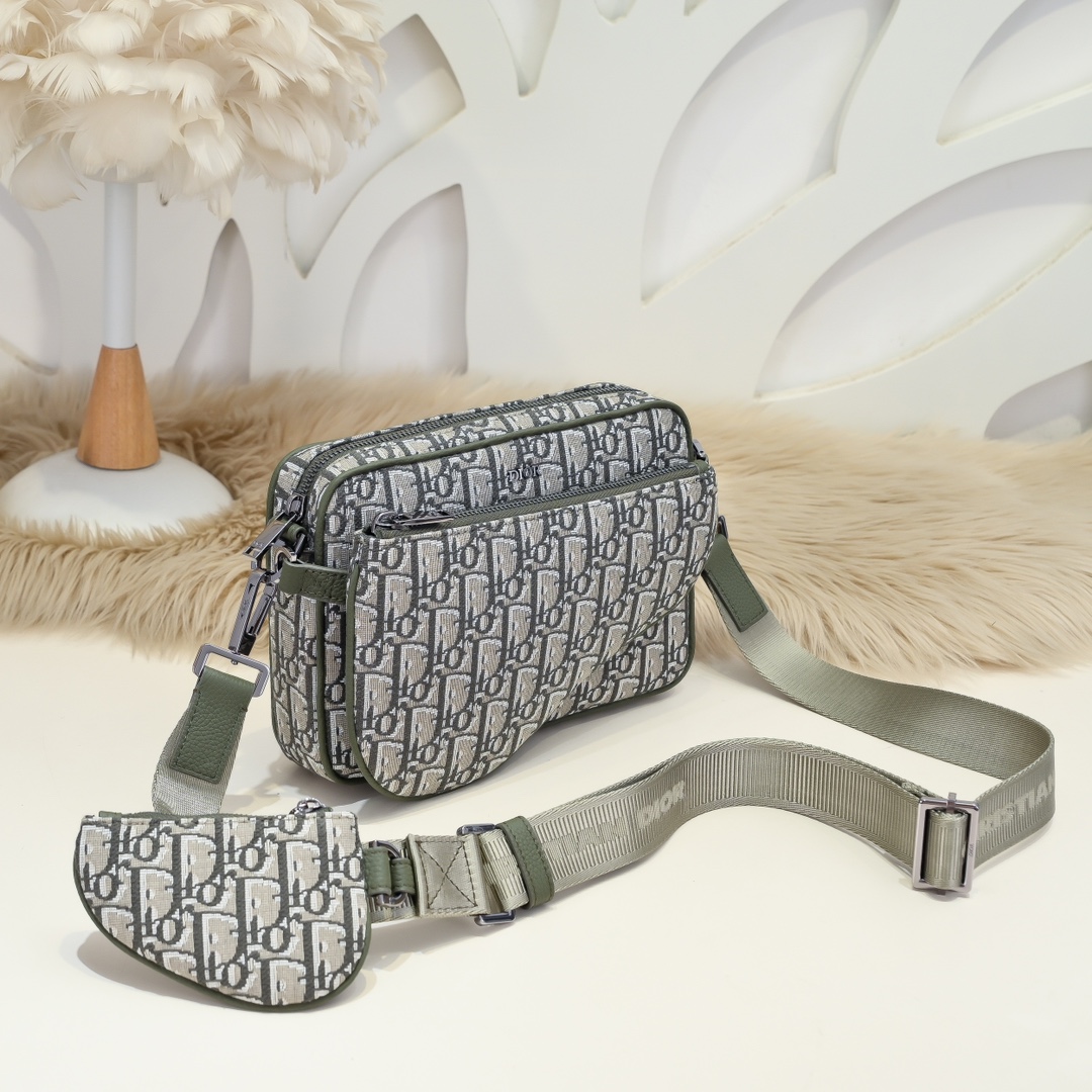 Dior 一比一 Safari Oblique半月斜背包軍綠拼色款| 14 Dior 一比一 Safari Oblique半月斜背包軍綠拼色款