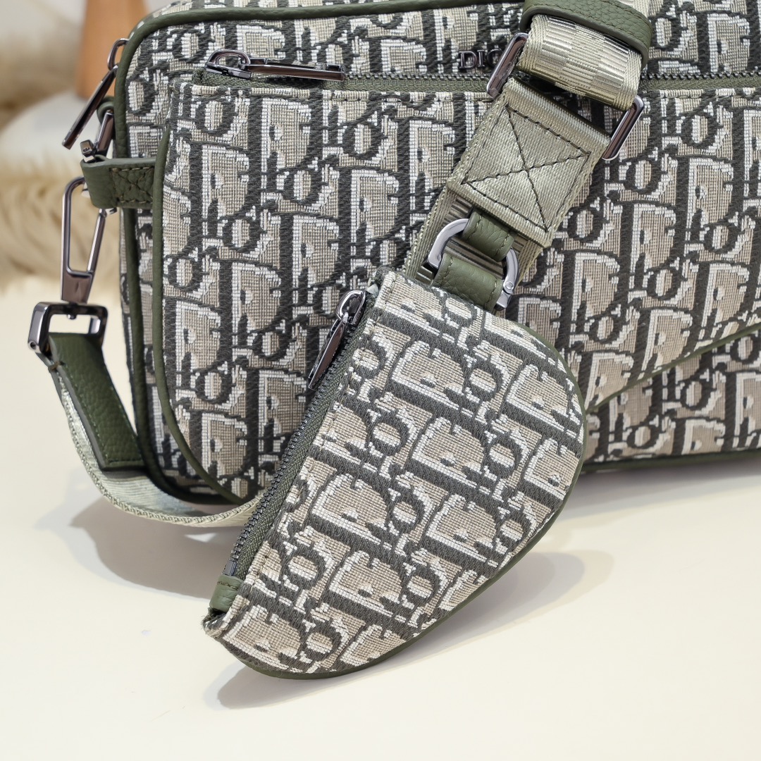 Dior 一比一 Safari Oblique半月斜背包軍綠拼色款| 10 Dior 一比一 Safari Oblique半月斜背包軍綠拼色款