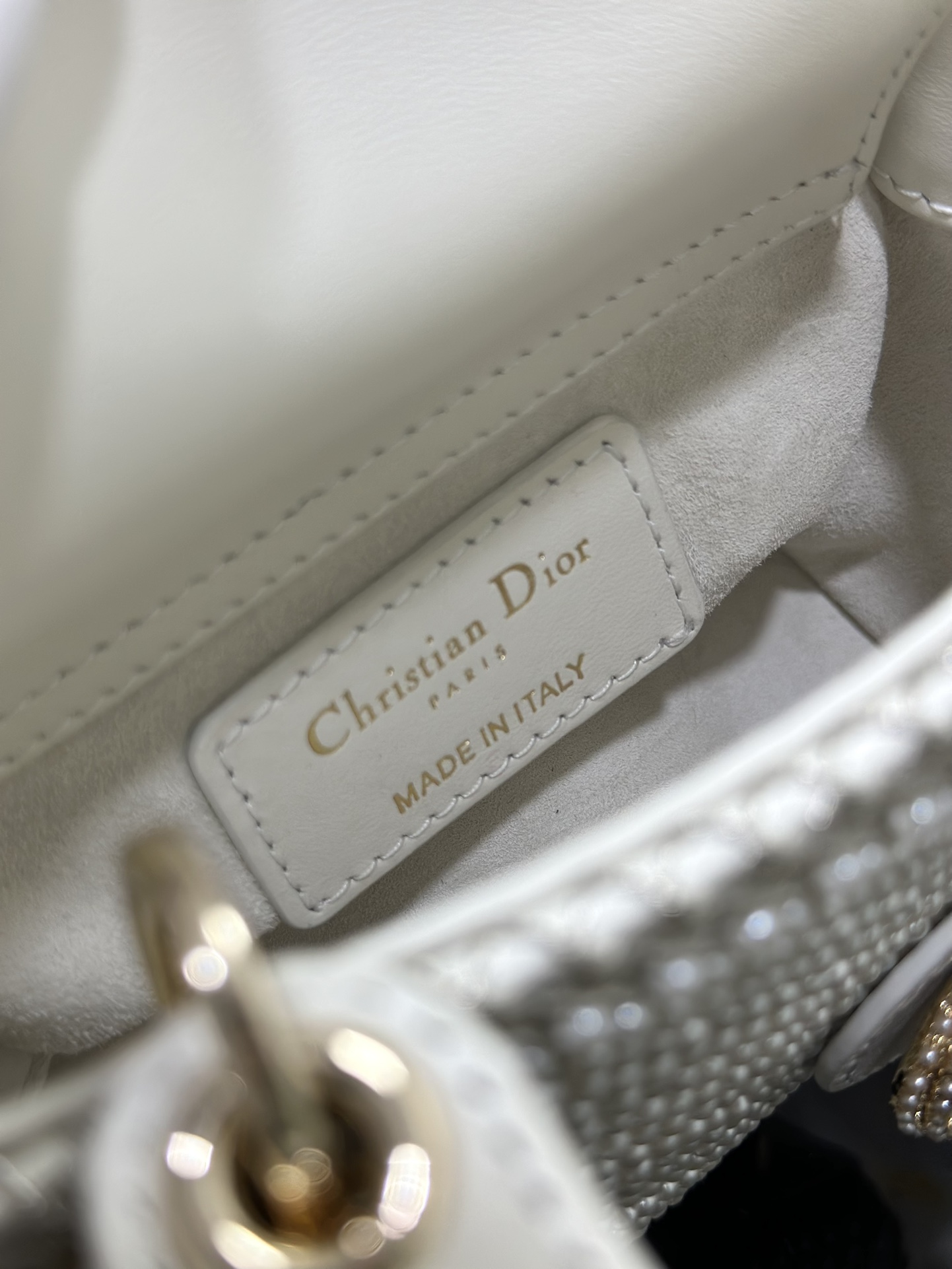 原單Dior Lady Dior珍珠滿鑽白色戴妃包高級女包| 7 原單Dior Lady Dior珍珠滿鑽白色戴妃包高級女包