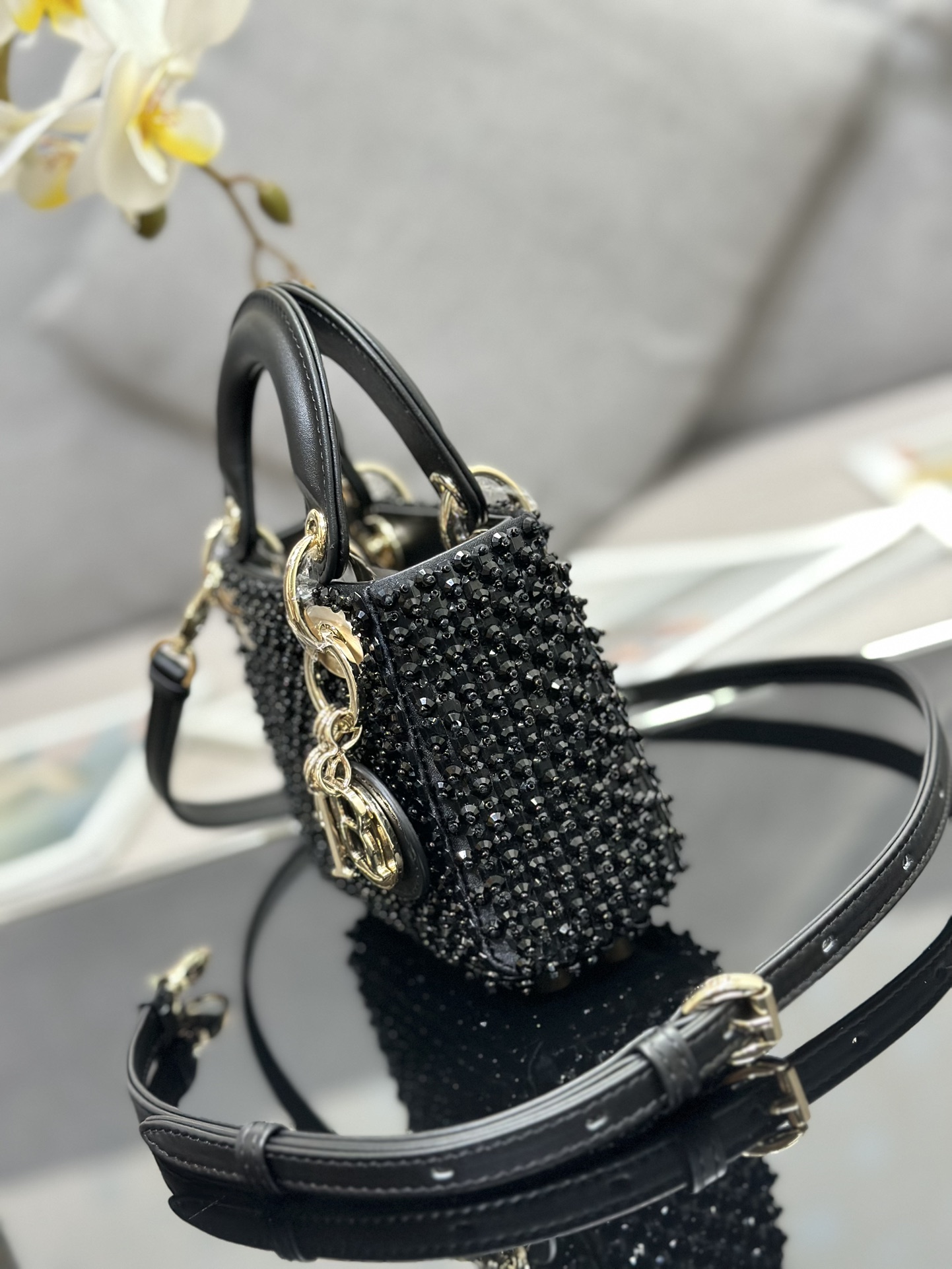 高仿Dior Lady Dior黑色滿鑽迷你戴妃包時尚斜挎包| 13 高仿Dior Lady Dior黑色滿鑽迷你戴妃包時尚斜挎包