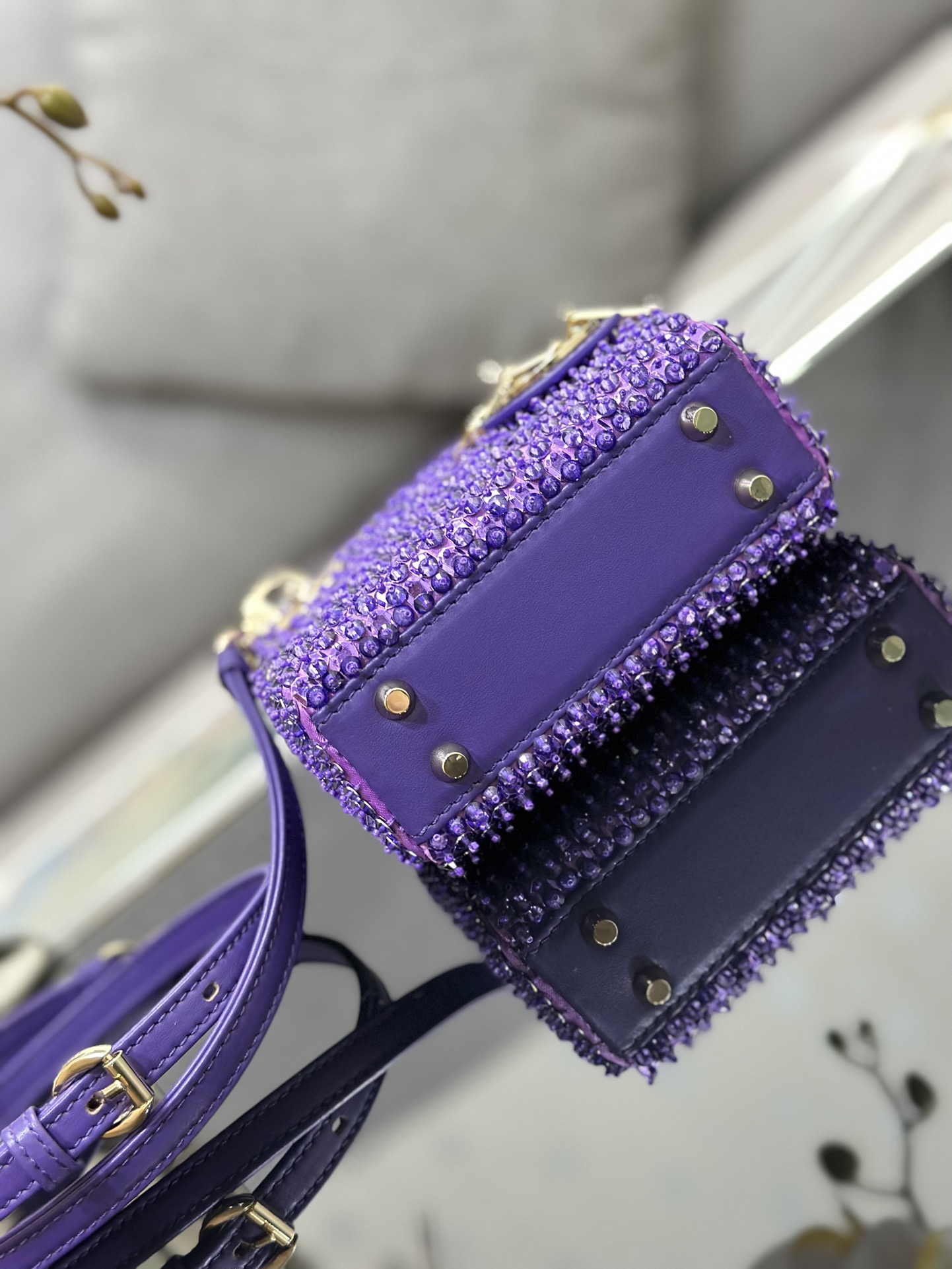 A貨Dior Lady Dior紫色水鑽迷你戴妃包高級精品女包| 12 A貨Dior Lady Dior紫色水鑽迷你戴妃包高級精品女包