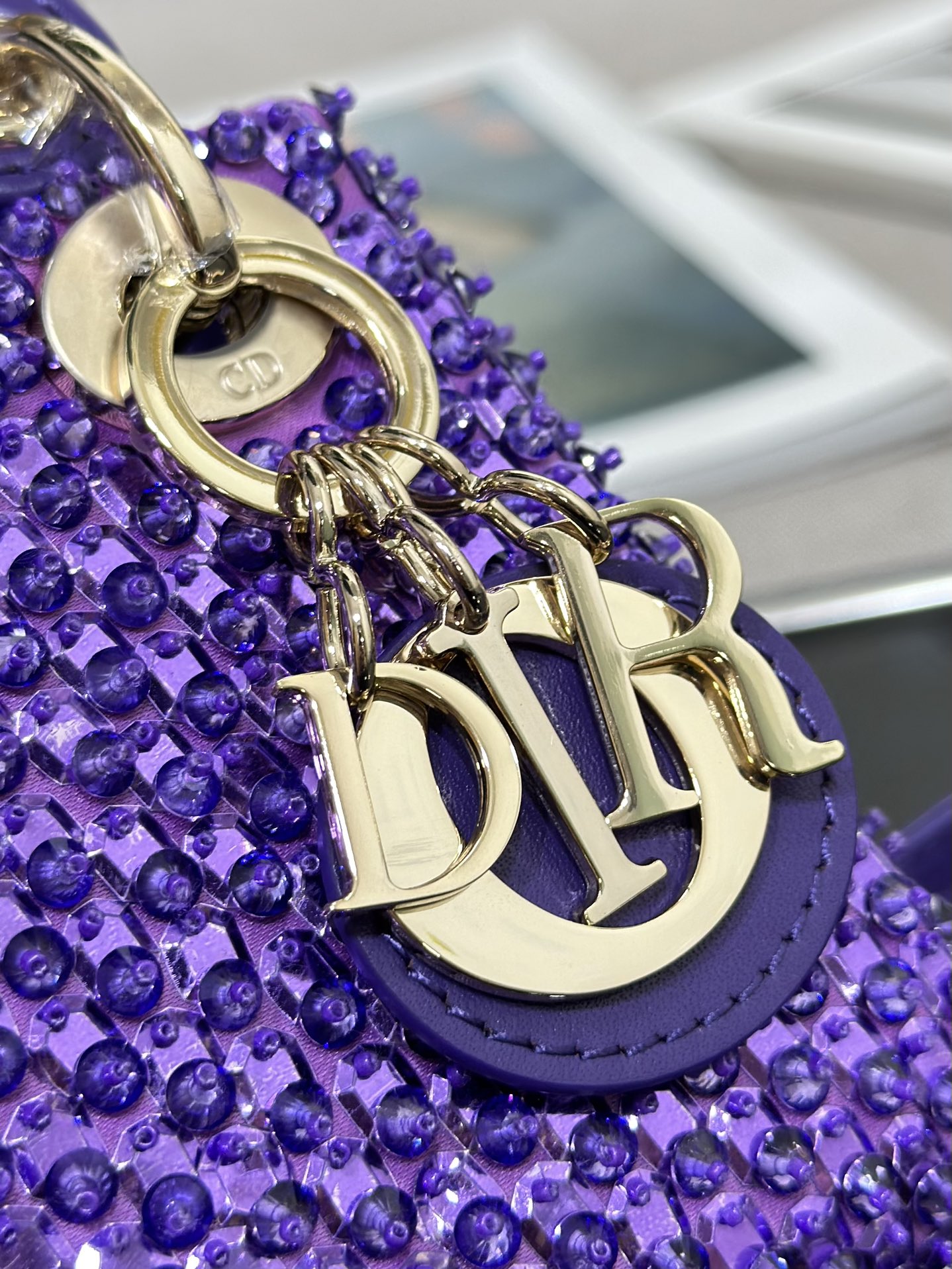 A貨Dior Lady Dior紫色水鑽迷你戴妃包高級精品女包| 10 A貨Dior Lady Dior紫色水鑽迷你戴妃包高級精品女包