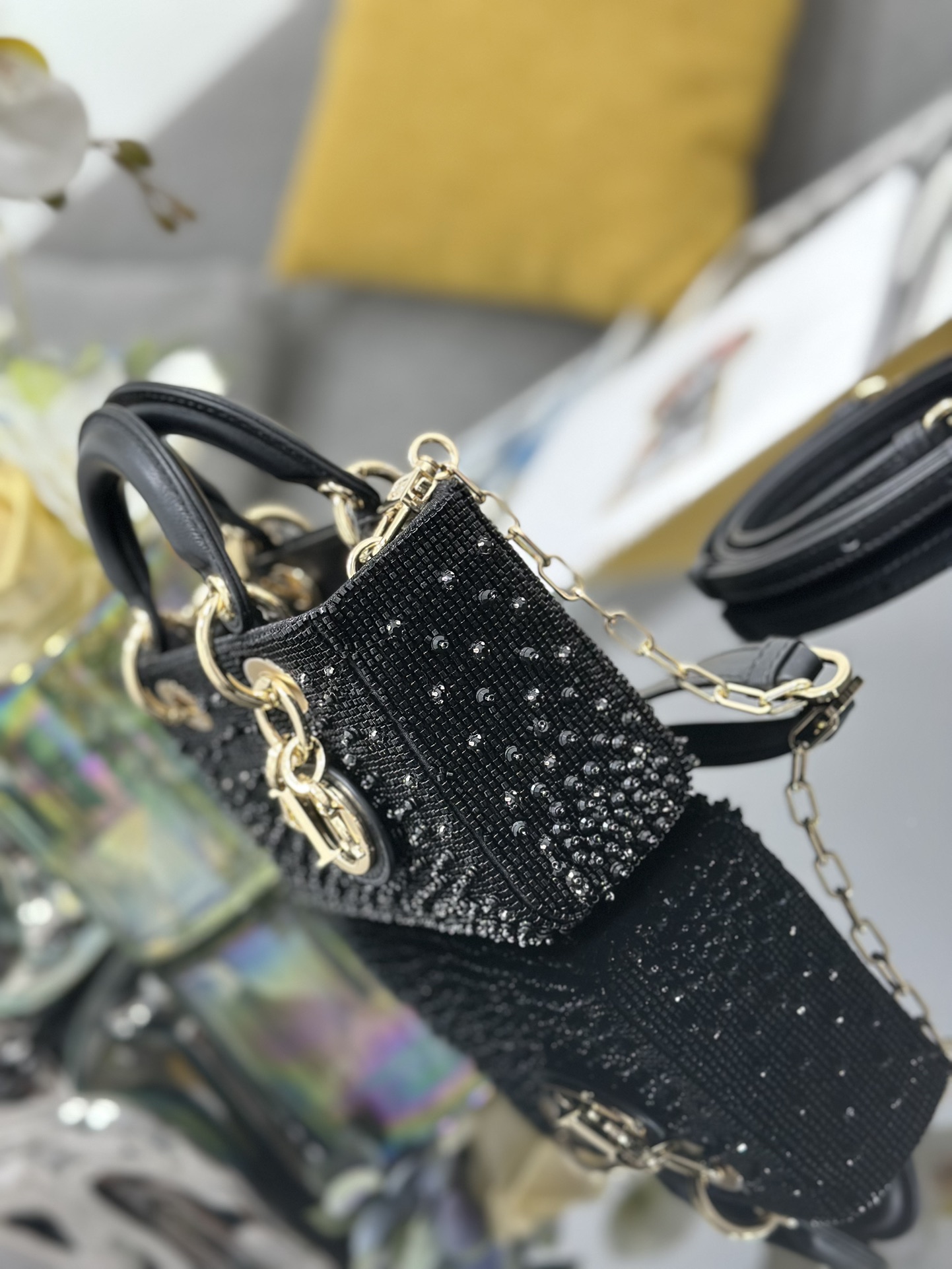 高仿Dior Lady Dior黑色水鑽肩背包 精品晚宴迷你包| 13 高仿Dior Lady Dior黑色水鑽肩背包 精品晚宴迷你包