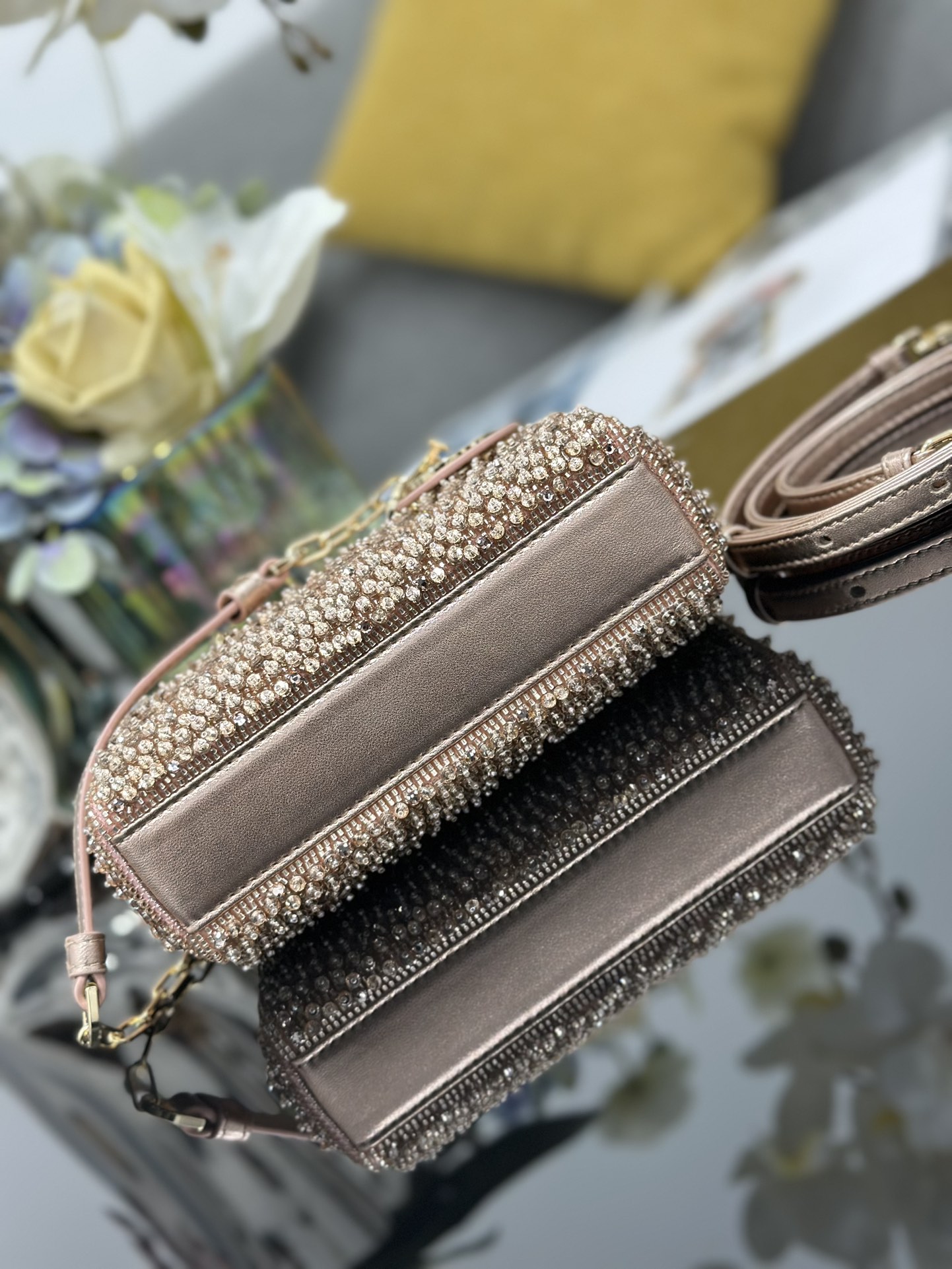 原單Dior Lady Dior粉金水鑽迷你包 高級精品手提包| 12 原單Dior Lady Dior粉金水鑽迷你包 高級精品手提包