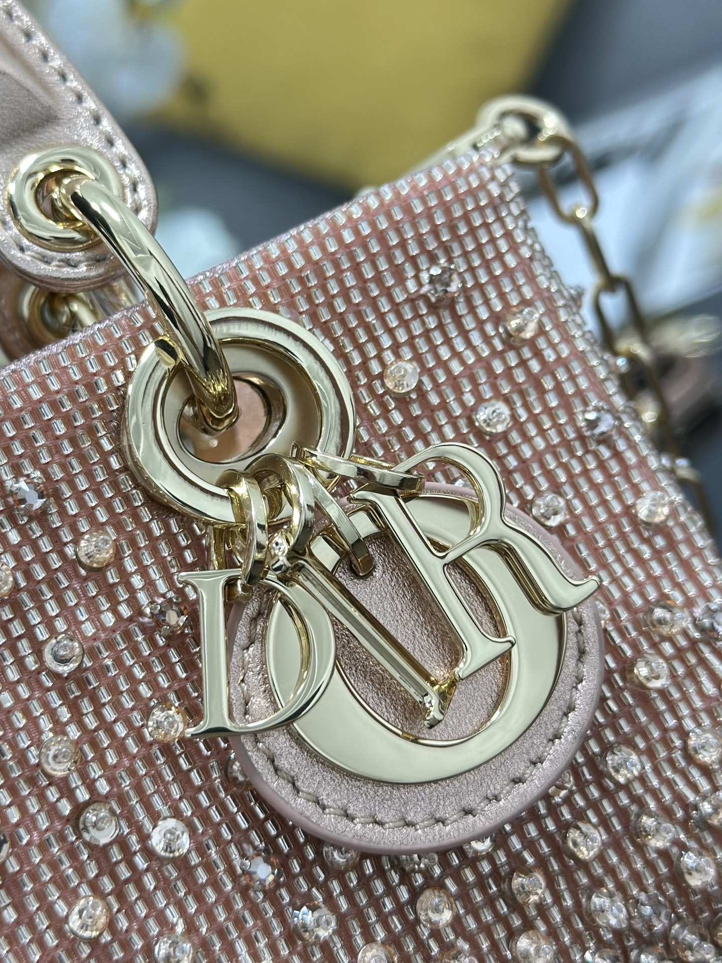 原單Dior Lady Dior粉金水鑽迷你包 高級精品手提包| 10 原單Dior Lady Dior粉金水鑽迷你包 高級精品手提包
