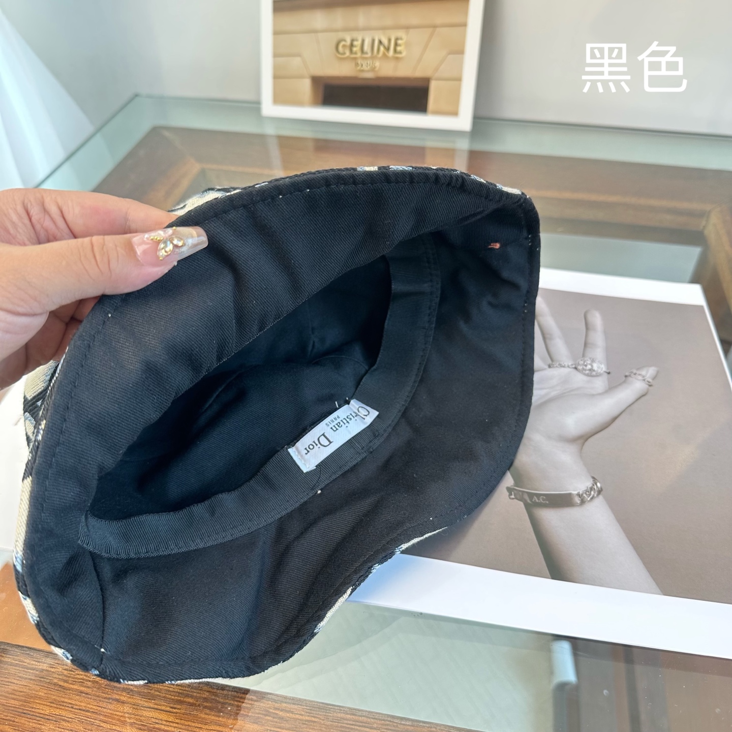 高仿Dior Oblique漁夫帽 黑色滿版刺繡款| 7 高仿Dior Oblique漁夫帽 黑色滿版刺繡款
