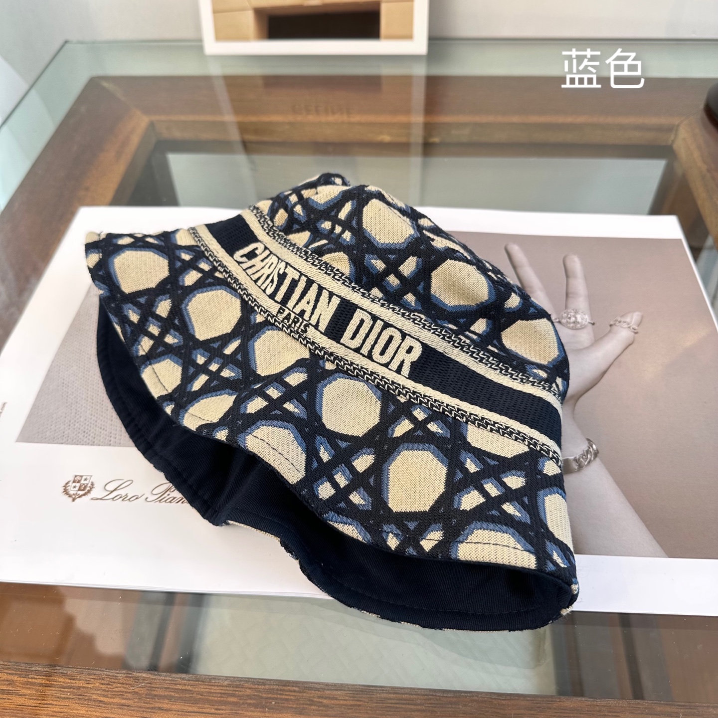 一比一Dior藍色Oblique漁夫帽 精品滿版提花帽| 7 一比一Dior藍色Oblique漁夫帽 精品滿版提花帽