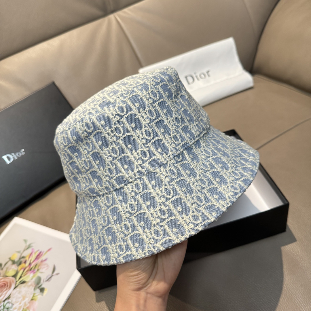 原單Dior藍色老花漁夫帽 精品滿版提花帽款| 12 原單Dior藍色老花漁夫帽 精品滿版提花帽款