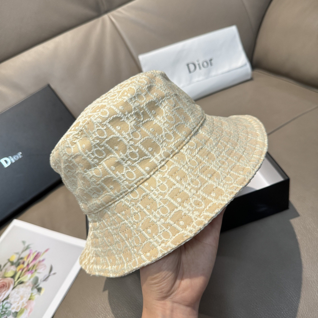 高仿Dior米黃色老花漁夫帽 精品復古遮陽帽| 12 高仿Dior米黃色老花漁夫帽 精品復古遮陽帽