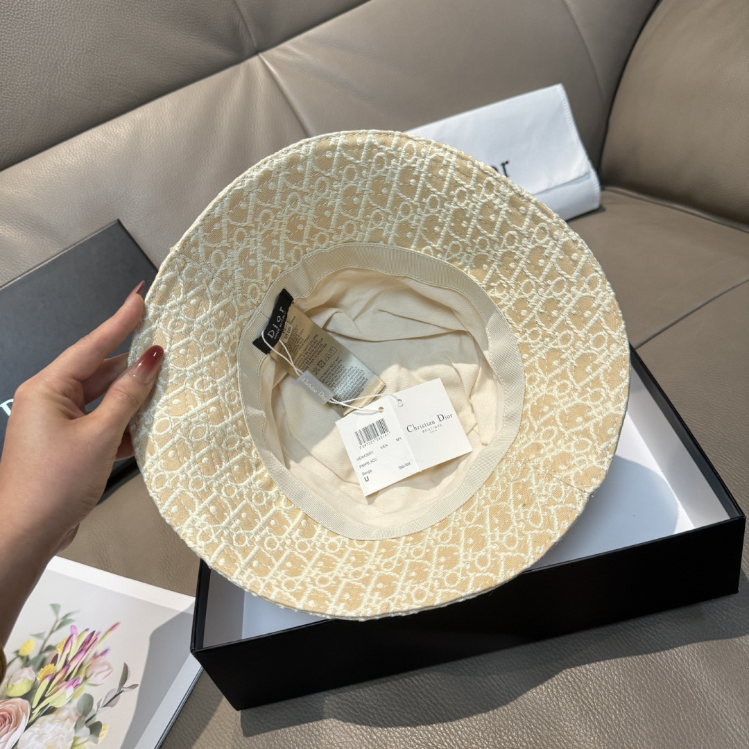 高仿Dior米黃色老花漁夫帽 精品復古遮陽帽| 10 高仿Dior米黃色老花漁夫帽 精品復古遮陽帽