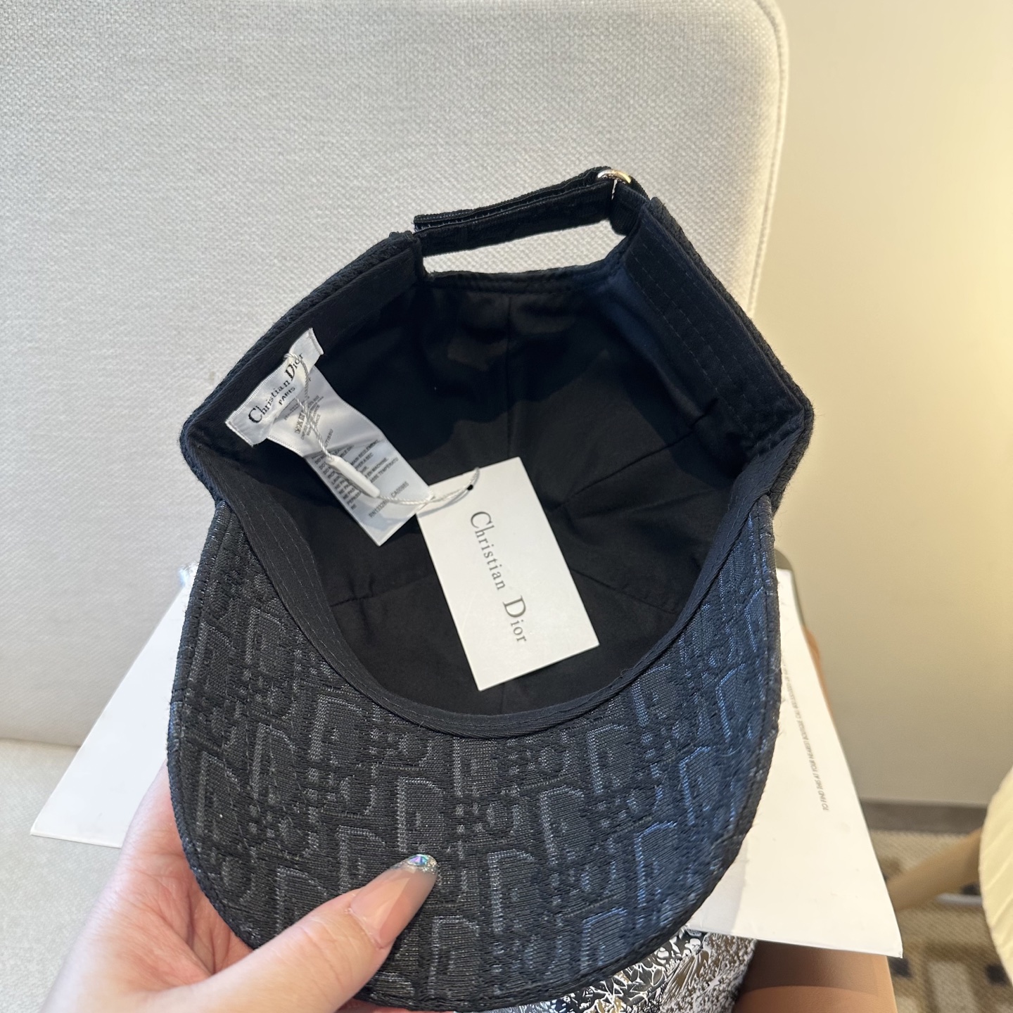 Dior一比一黑色拼接棒球帽 Christian Dior Paris潮流帽款| 8 Dior一比一黑色拼接棒球帽 Christian Dior Paris潮流帽款