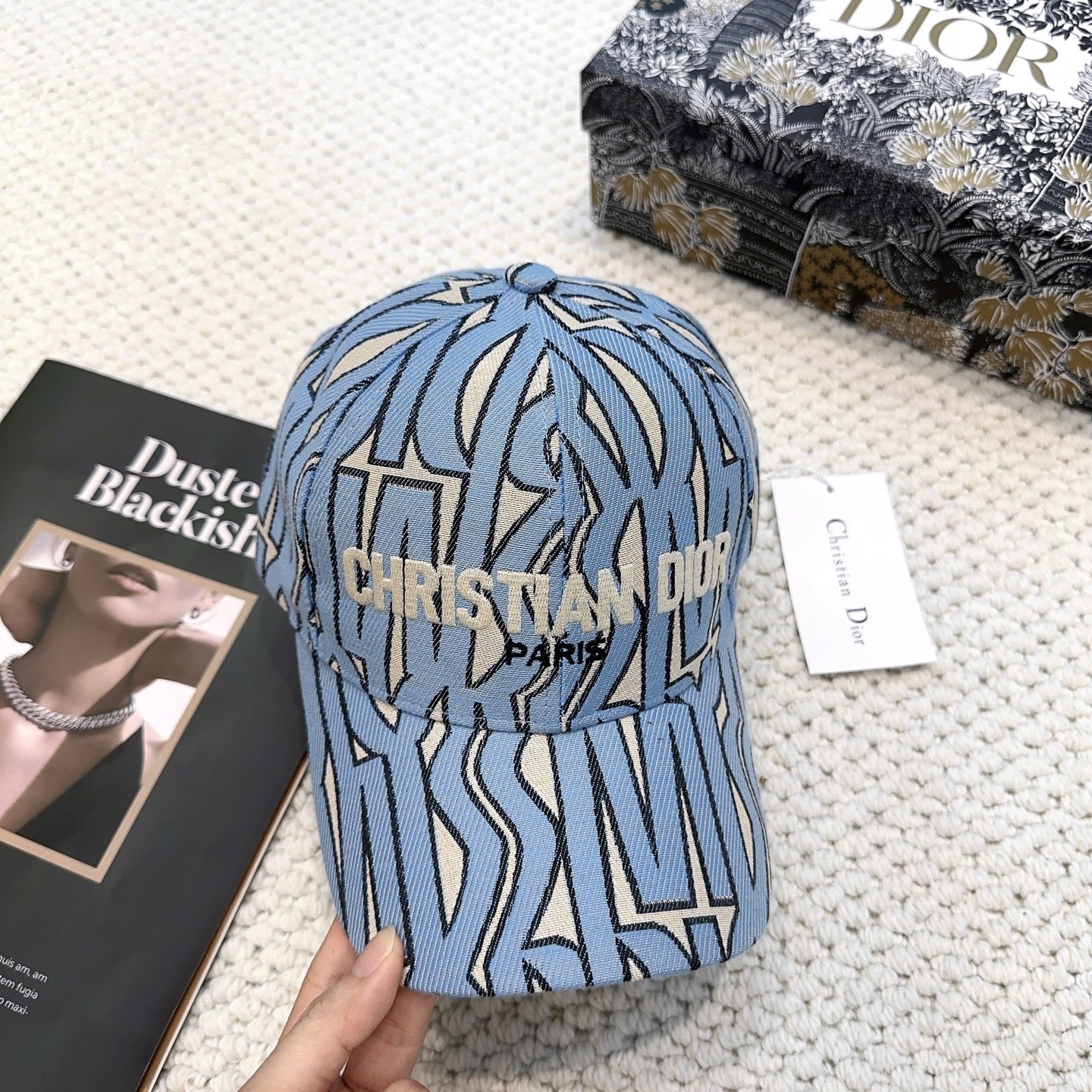 Dior高仿淺藍老花棒球帽精品刺繡鴨舌帽| 14 Dior高仿淺藍老花棒球帽精品刺繡鴨舌帽