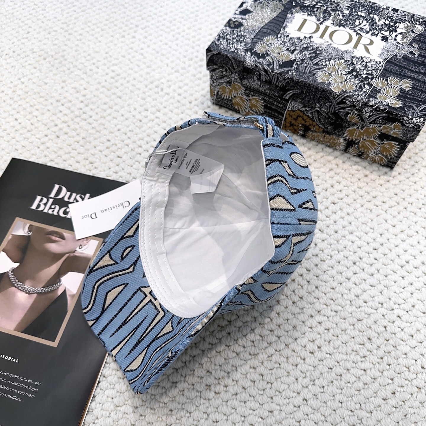 Dior高仿淺藍老花棒球帽精品刺繡鴨舌帽| 12 Dior高仿淺藍老花棒球帽精品刺繡鴨舌帽