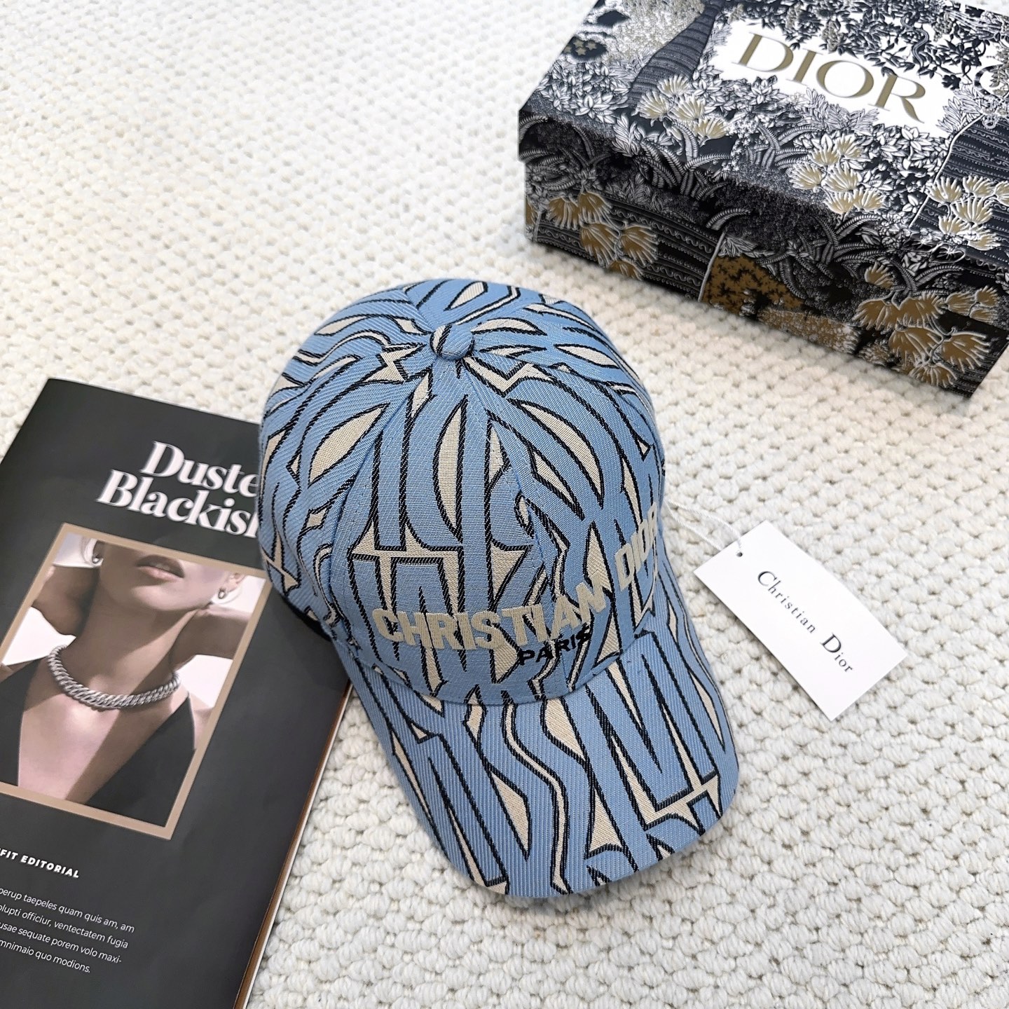 Dior高仿淺藍老花棒球帽精品刺繡鴨舌帽| 8 Dior高仿淺藍老花棒球帽精品刺繡鴨舌帽