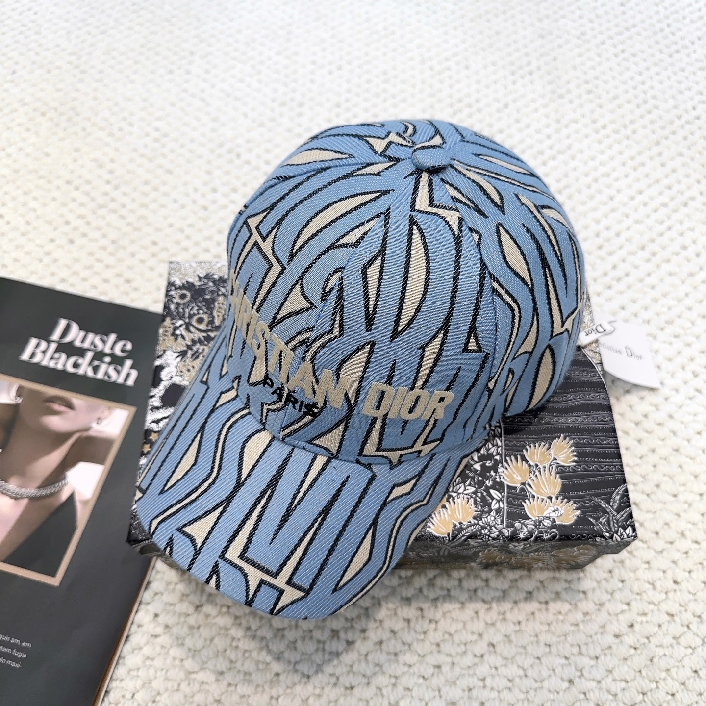 Dior高仿淺藍老花棒球帽精品刺繡鴨舌帽| 7 Dior高仿淺藍老花棒球帽精品刺繡鴨舌帽