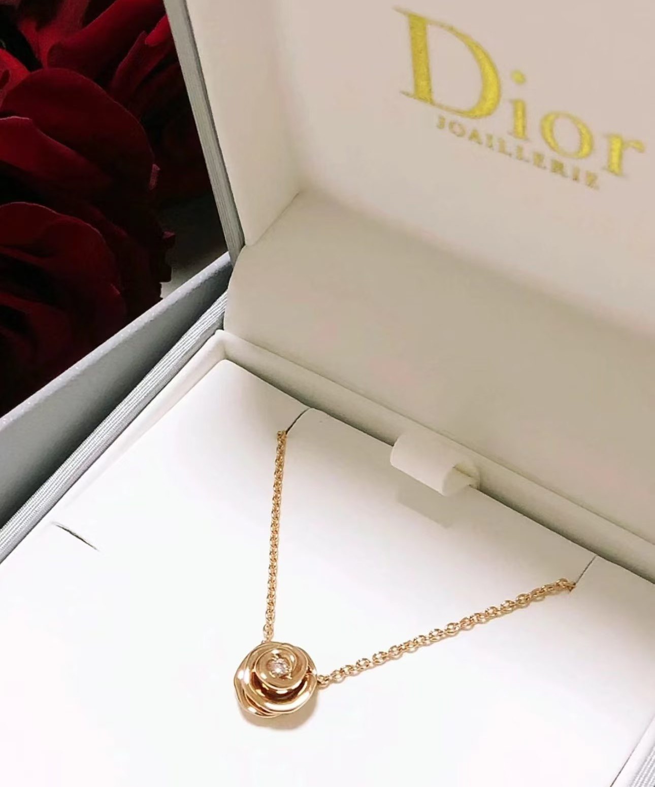 Dior高仿玫瑰花鑽石項鍊戒指套裝輕奢氣質飾品女款| 13 Dior高仿玫瑰花鑽石項鍊戒指套裝輕奢氣質飾品女款