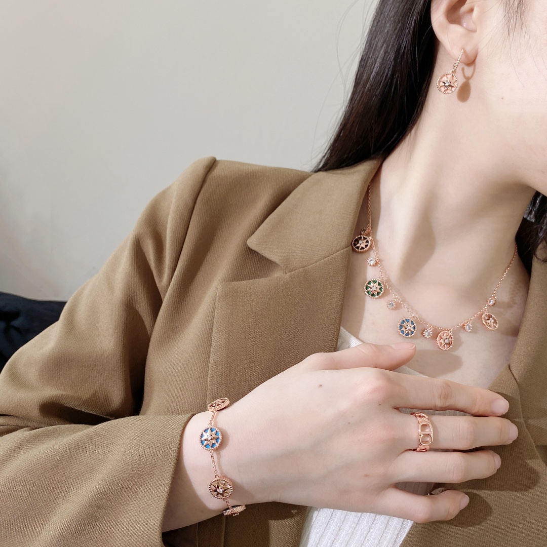 Dior原單彩色羅盤項鍊手鍊套裝高級感女款飾品| 9 Dior原單彩色羅盤項鍊手鍊套裝高級感女款飾品