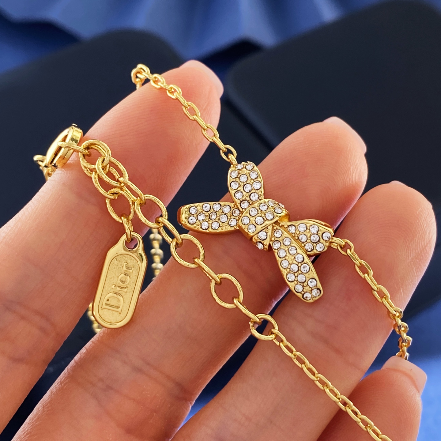 Dior一比一滿鑽蝴蝶結項鍊精緻版法式女款飾品| 11 Dior一比一滿鑽蝴蝶結項鍊精緻版法式女款飾品