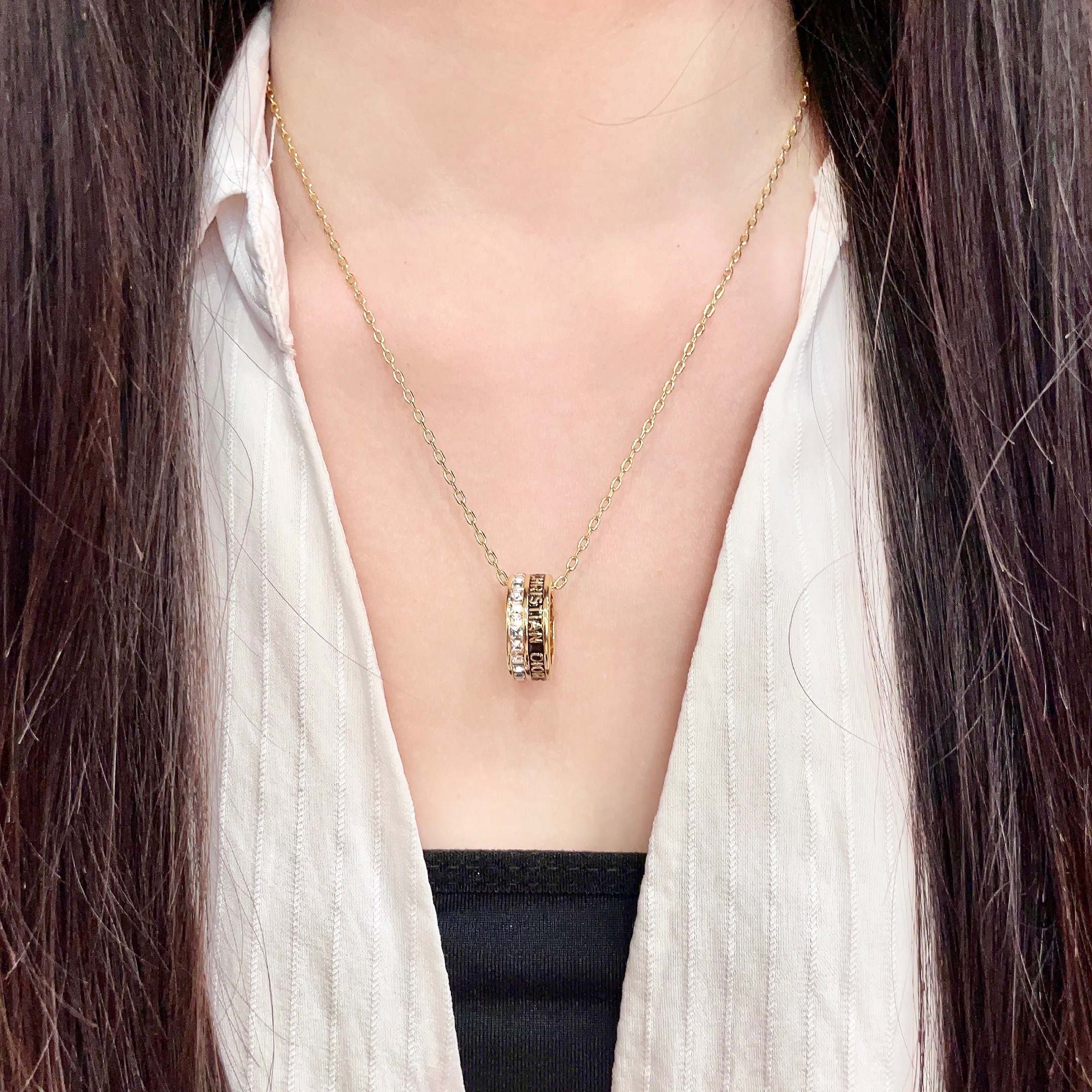 高仿Dior雙環滿鑽項鍊 女士高級感鎖骨鏈時尚飾品| 13 高仿Dior雙環滿鑽項鍊 女士高級感鎖骨鏈時尚飾品