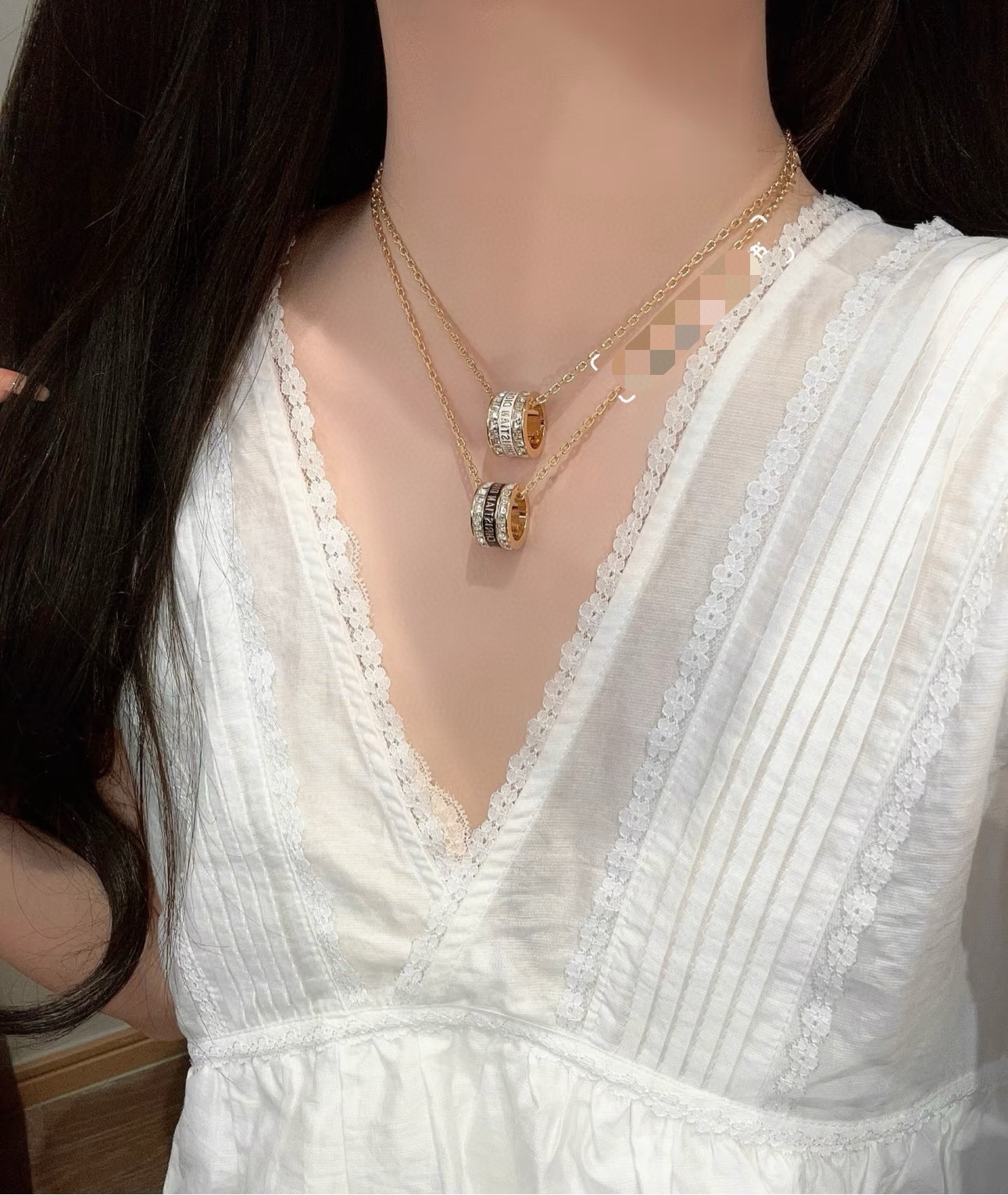原單Dior雙圈滿鑽項鍊 女士高端鎖骨鏈飾品| 13 原單Dior雙圈滿鑽項鍊 女士高端鎖骨鏈飾品