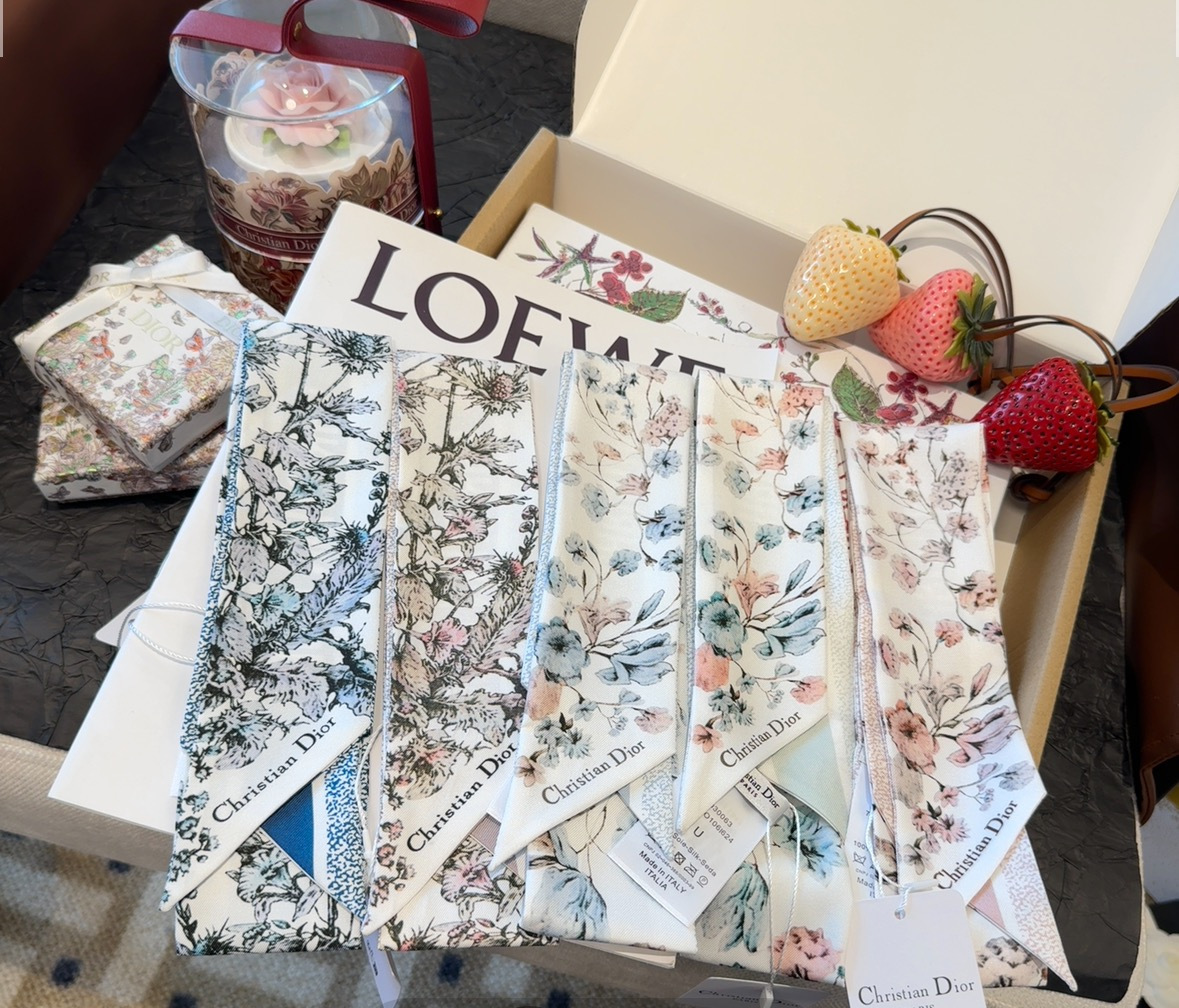 Dior一比一花卉絲巾印花髮帶高級感精品絲帶| 13 Dior一比一花卉絲巾印花髮帶高級感精品絲帶