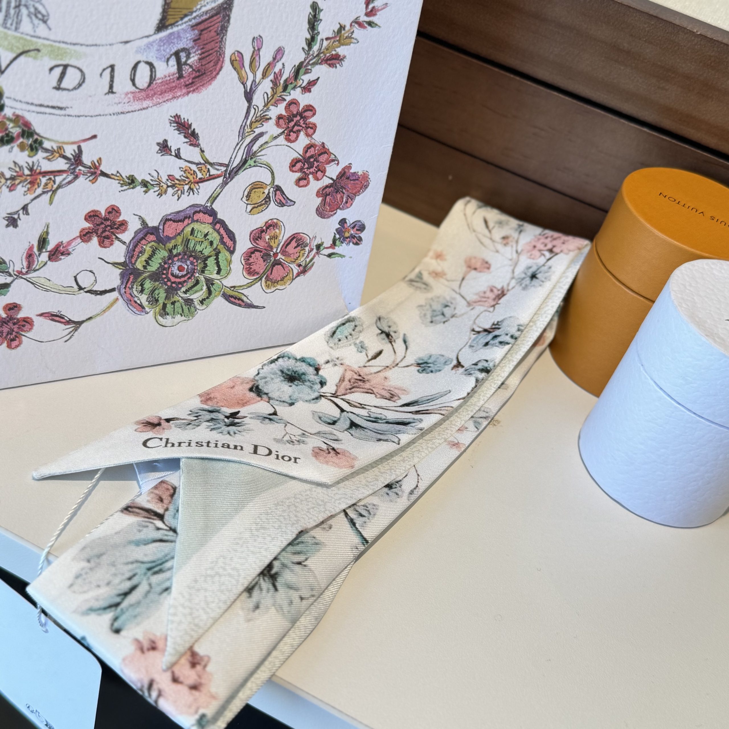 Dior原單粉色花卉雙面絲巾小飄帶氣質髮帶| 11 Dior原單粉色花卉雙面絲巾小飄帶氣質髮帶