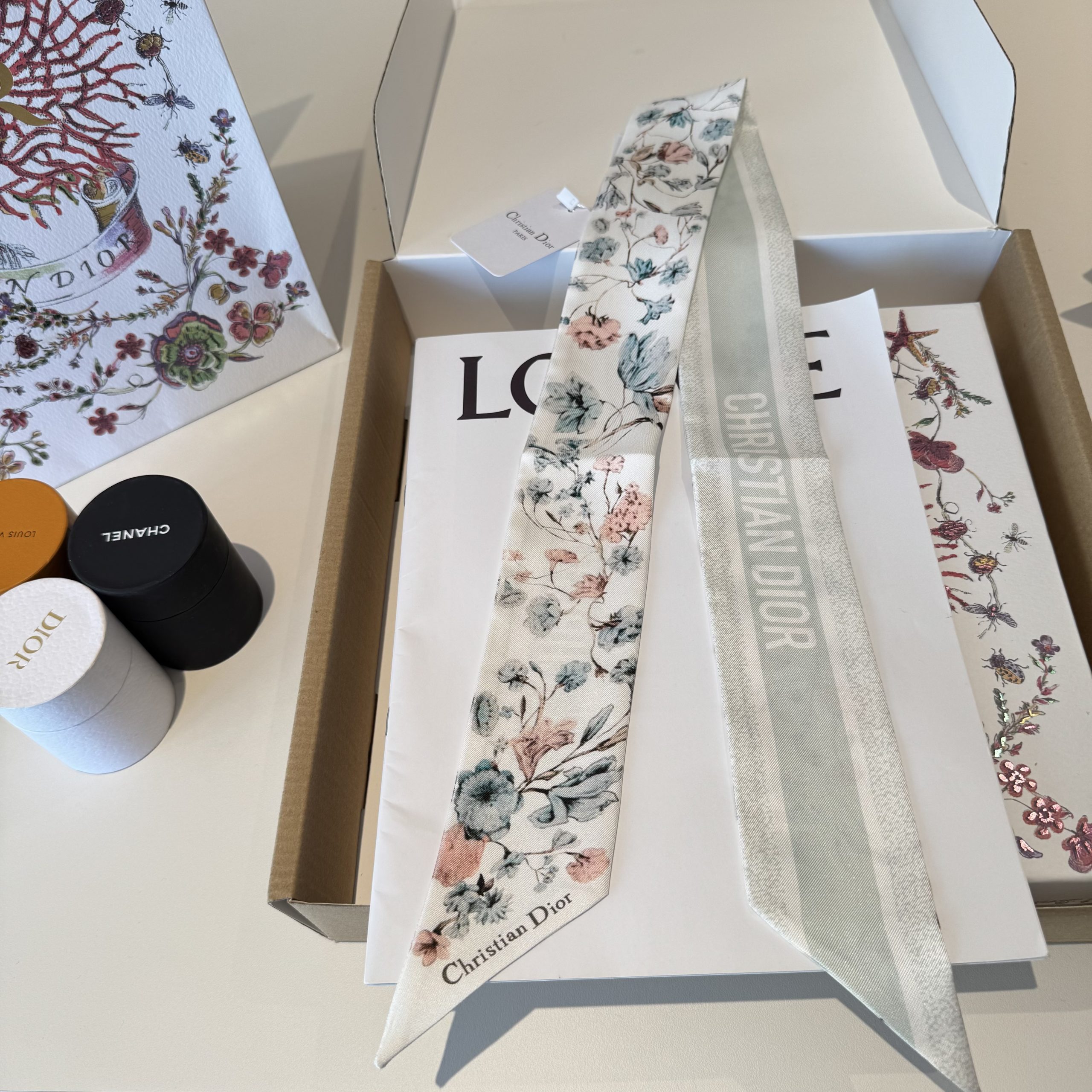 Dior原單粉色花卉雙面絲巾小飄帶氣質髮帶| 10 Dior原單粉色花卉雙面絲巾小飄帶氣質髮帶