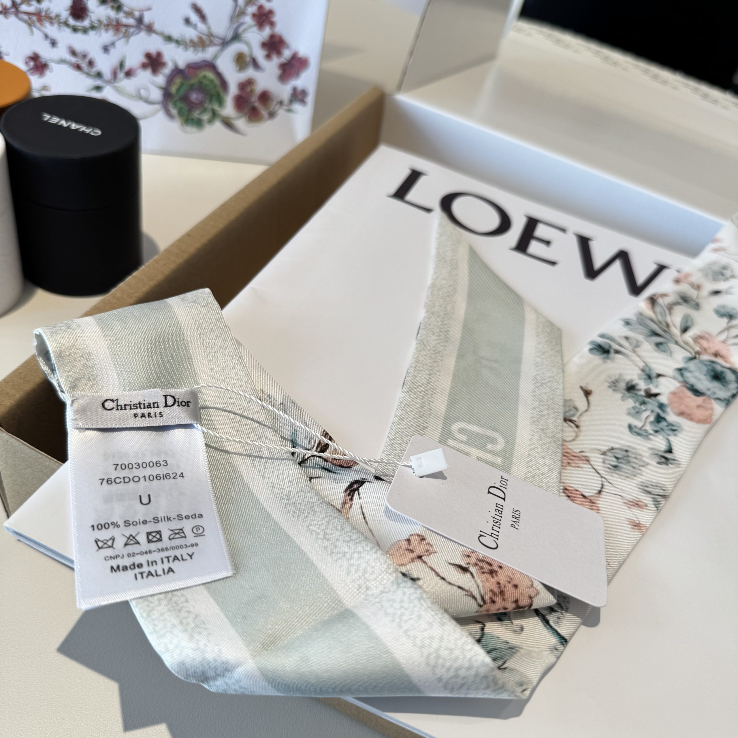 Dior原單粉色花卉雙面絲巾小飄帶氣質髮帶| 9 Dior原單粉色花卉雙面絲巾小飄帶氣質髮帶