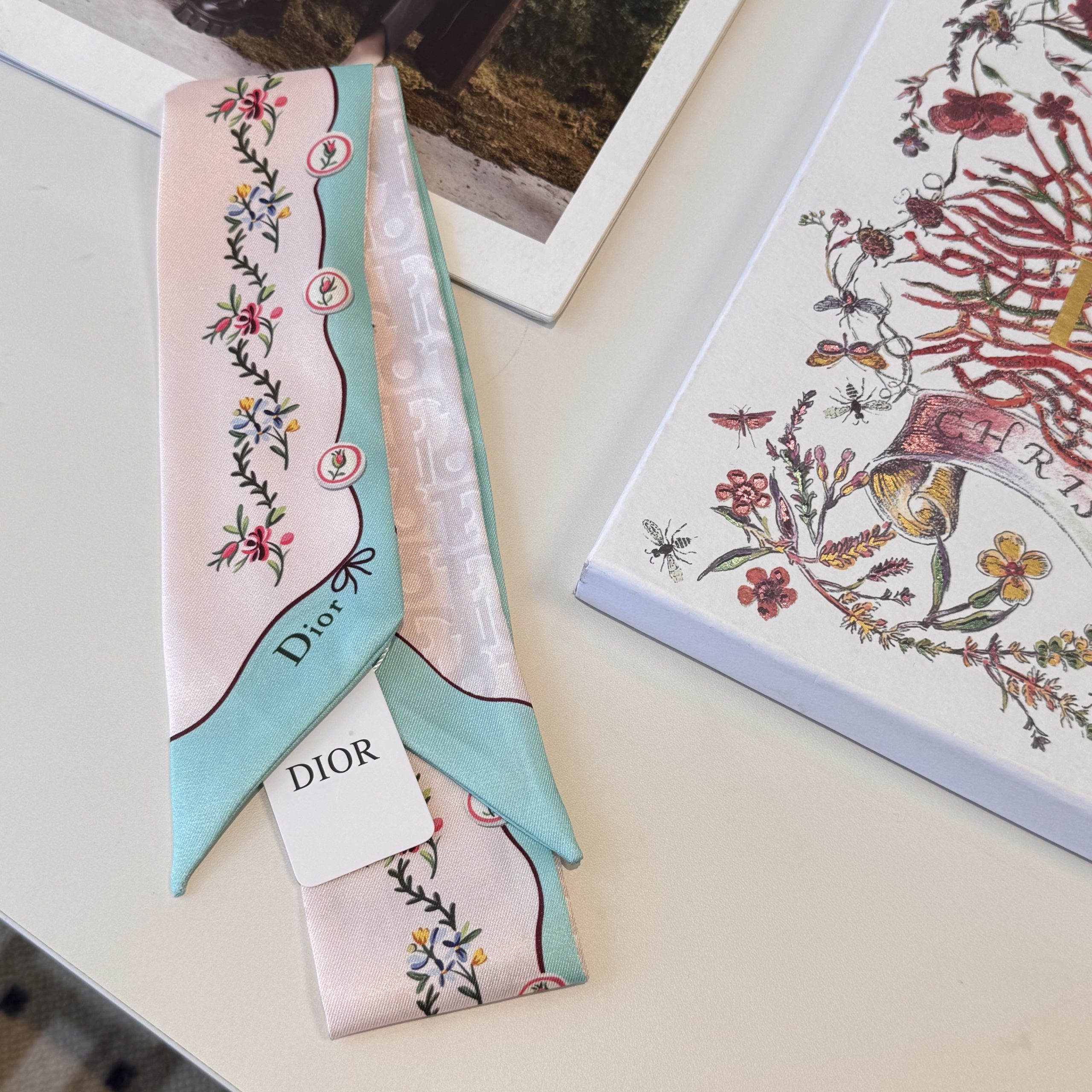 Dior高仿薄荷綠花卉刺繡絲巾法式雙面緞帶| 14 Dior高仿薄荷綠花卉刺繡絲巾法式雙面緞帶