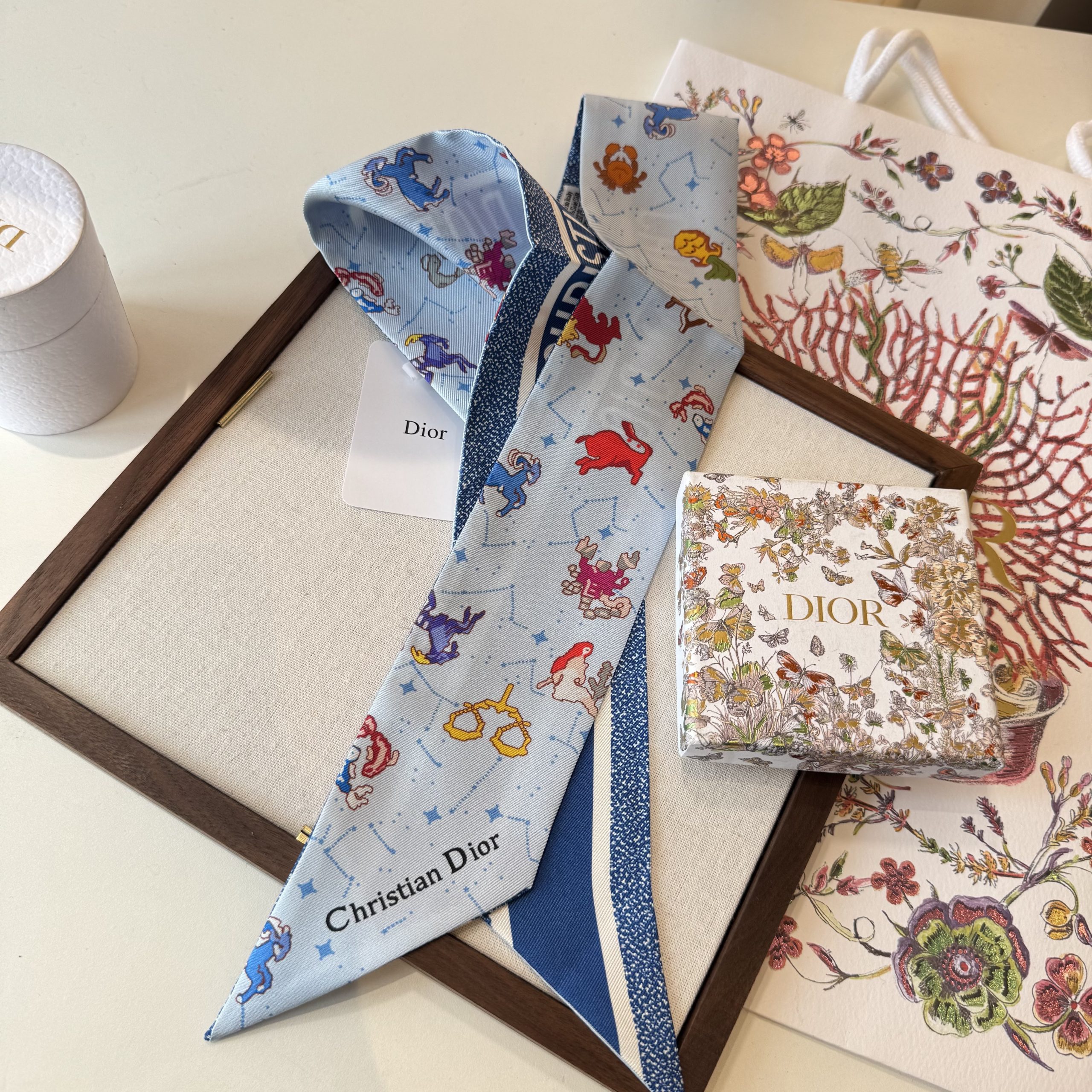 Dior高仿星座雙面絲巾髮帶 淺藍色法式精品窄版飄帶| 10 Dior高仿星座雙面絲巾髮帶 淺藍色法式精品窄版飄帶