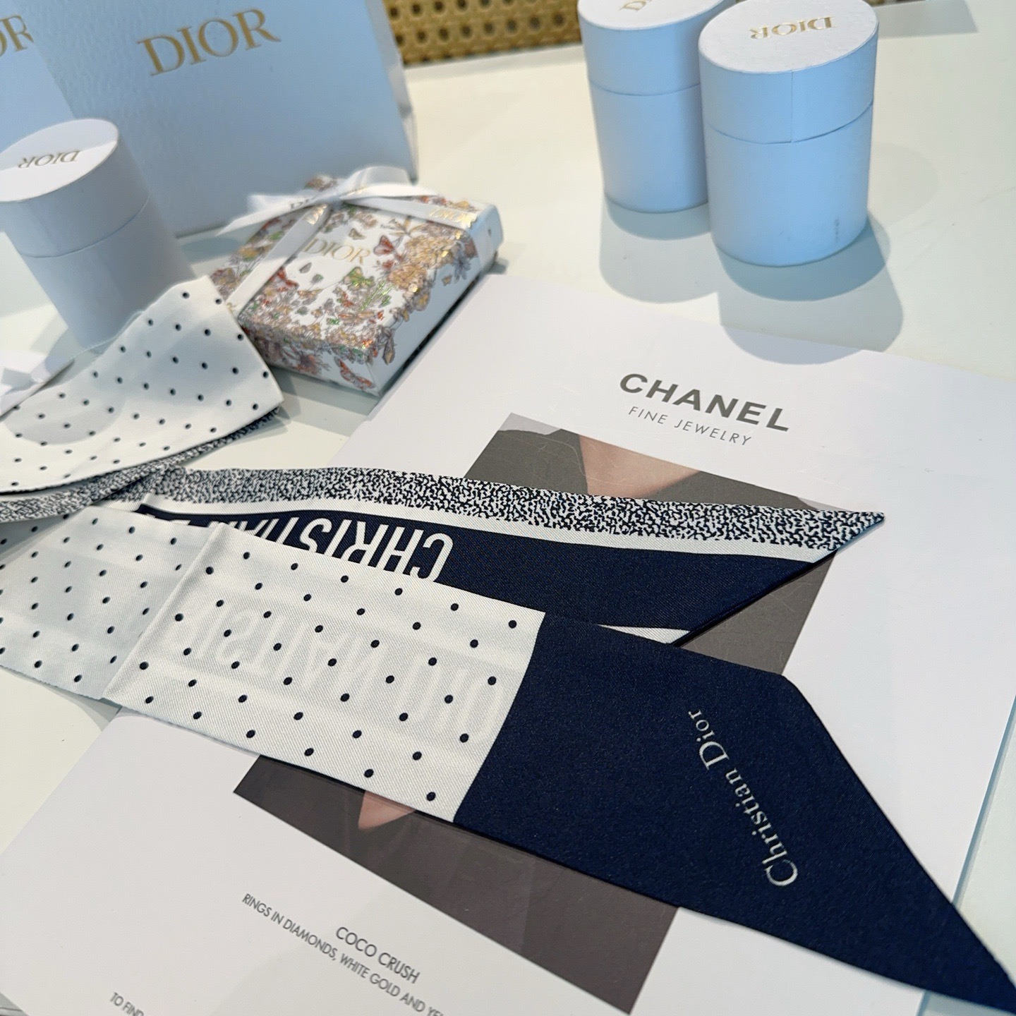 Dior高仿波點雙面絲巾髮帶 黑白撞色法式精品飄帶| 12 Dior高仿波點雙面絲巾髮帶 黑白撞色法式精品飄帶