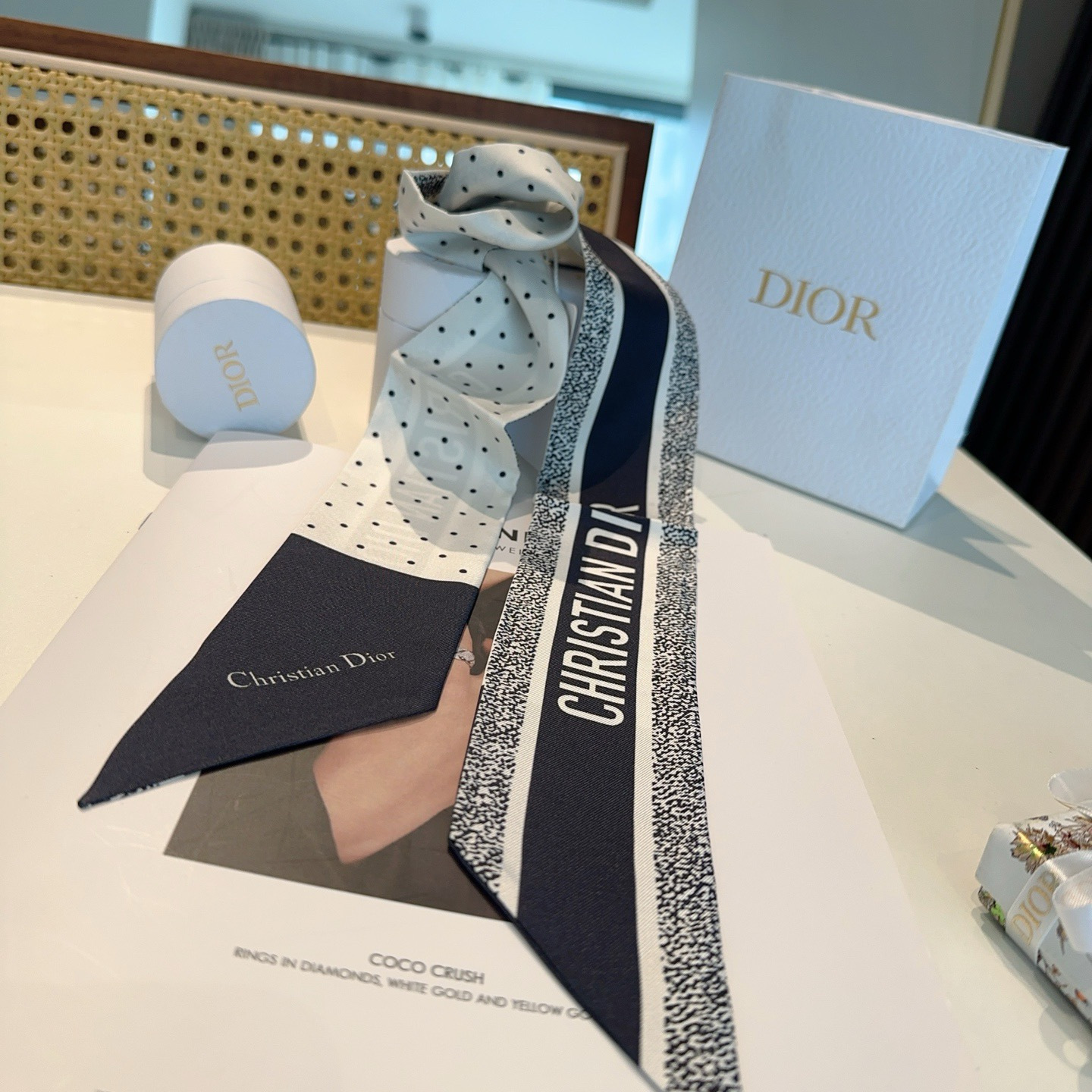 Dior高仿波點雙面絲巾髮帶 黑白撞色法式精品飄帶| 9 Dior高仿波點雙面絲巾髮帶 黑白撞色法式精品飄帶