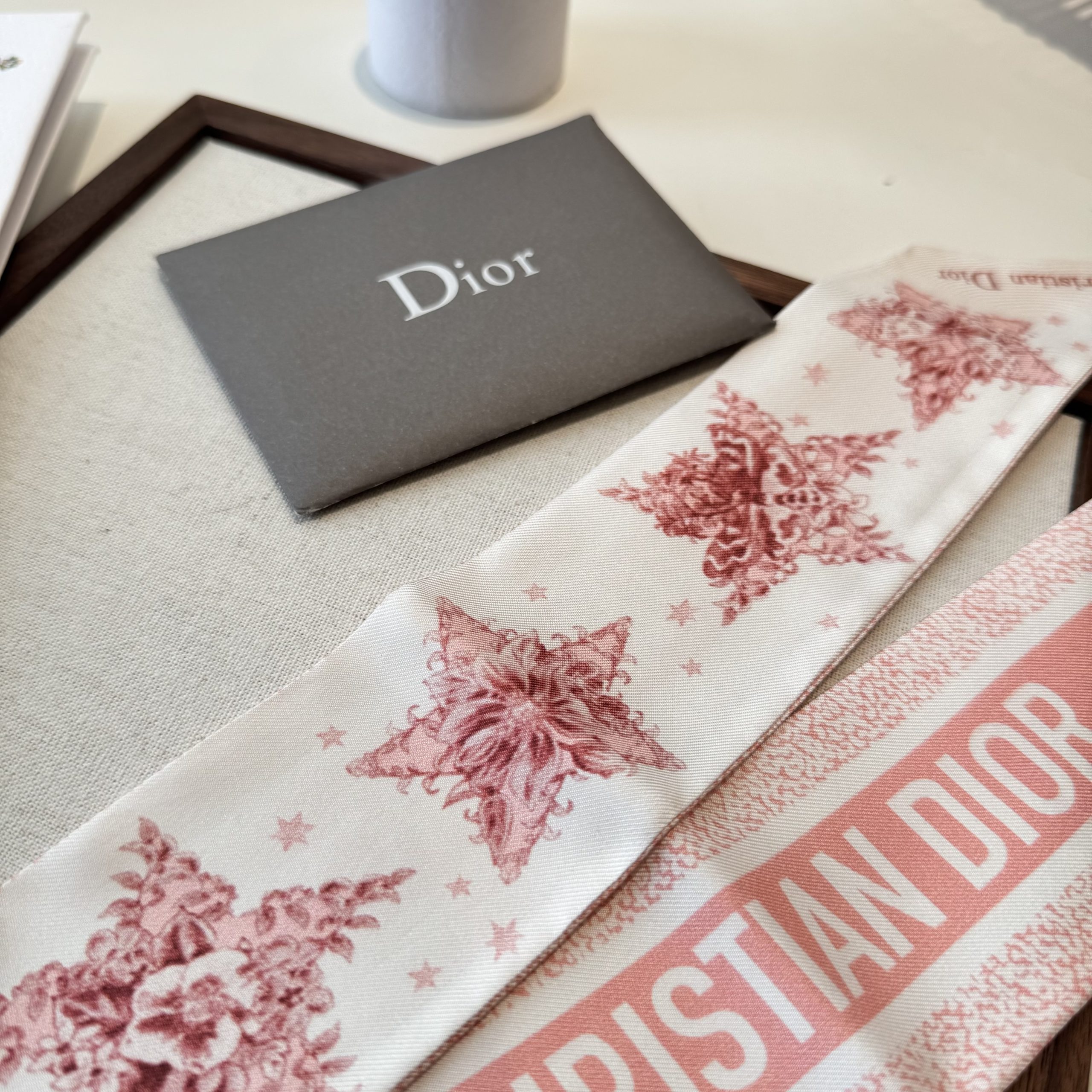 DiorA貨粉色星芒花卉絲巾髮帶 法式雙面精品飄帶女款| 10 DiorA貨粉色星芒花卉絲巾髮帶 法式雙面精品飄帶女款