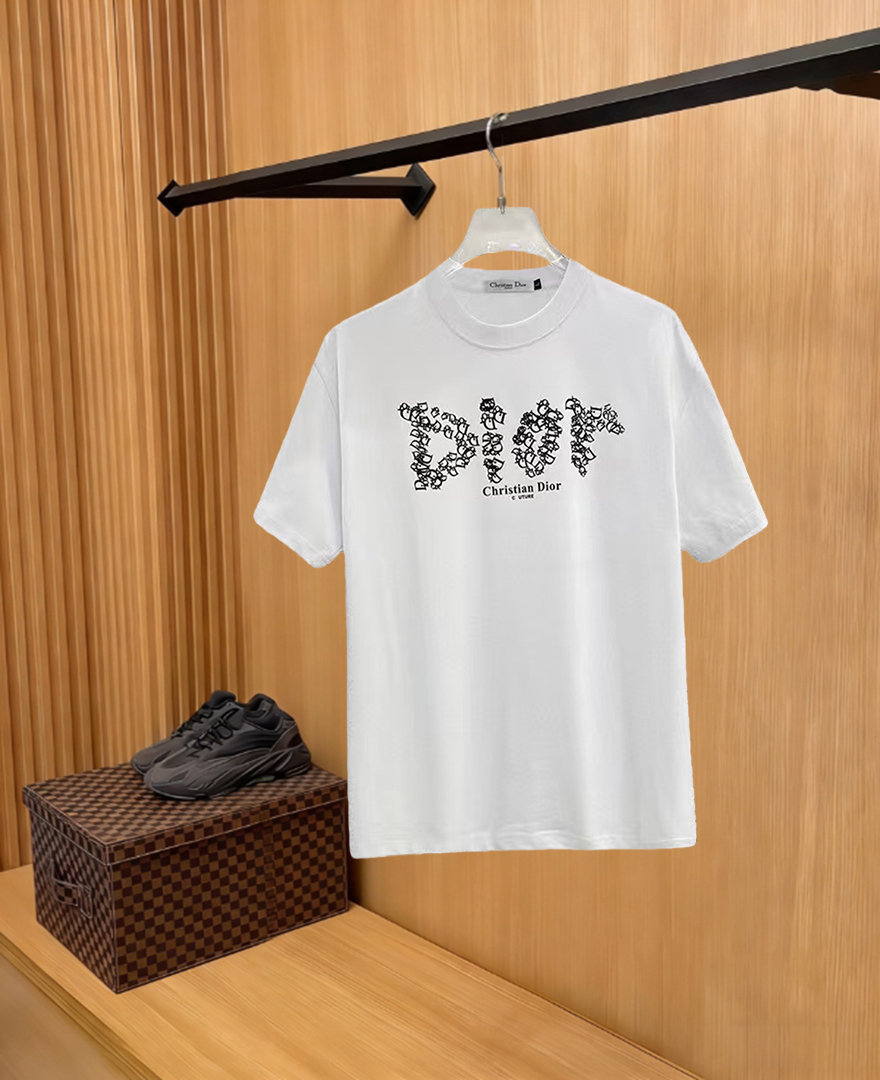 Dior高仿小熊字母印花短袖T恤潮流寬鬆男女半袖