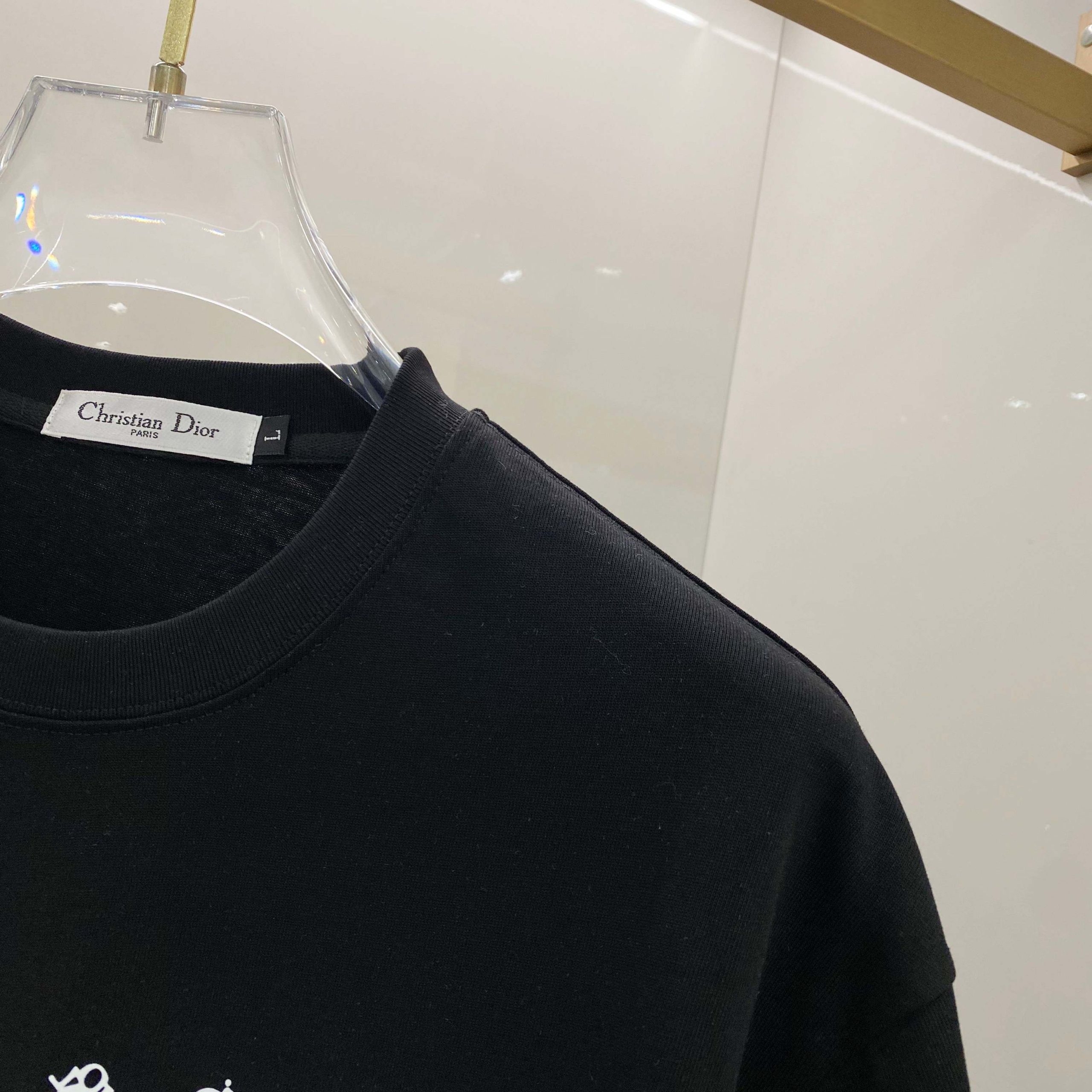 DiorA貨小熊字母黑色短袖T恤潮流精品男女同款| 9 DiorA貨小熊字母黑色短袖T恤潮流精品男女同款