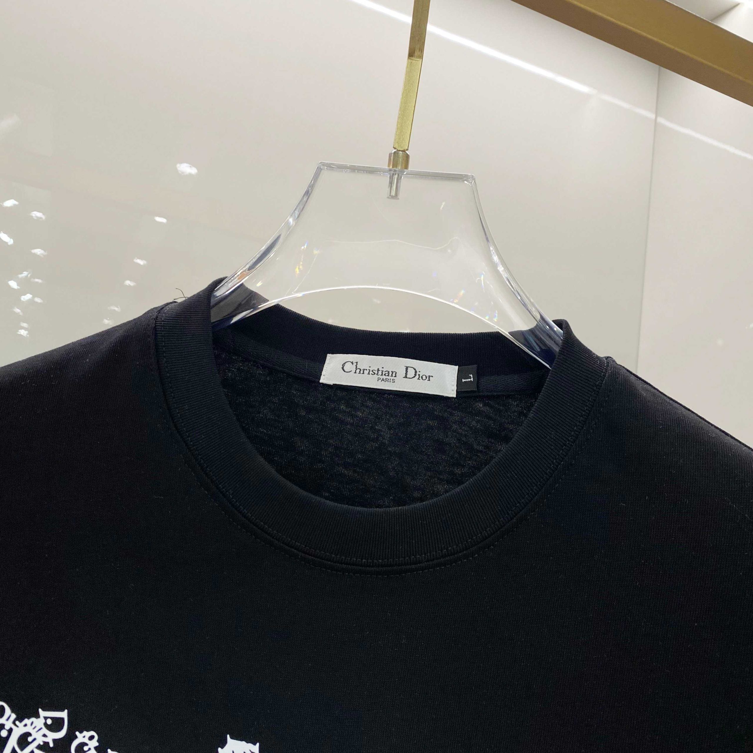 DiorA貨小熊字母黑色短袖T恤潮流精品男女同款| 8 DiorA貨小熊字母黑色短袖T恤潮流精品男女同款