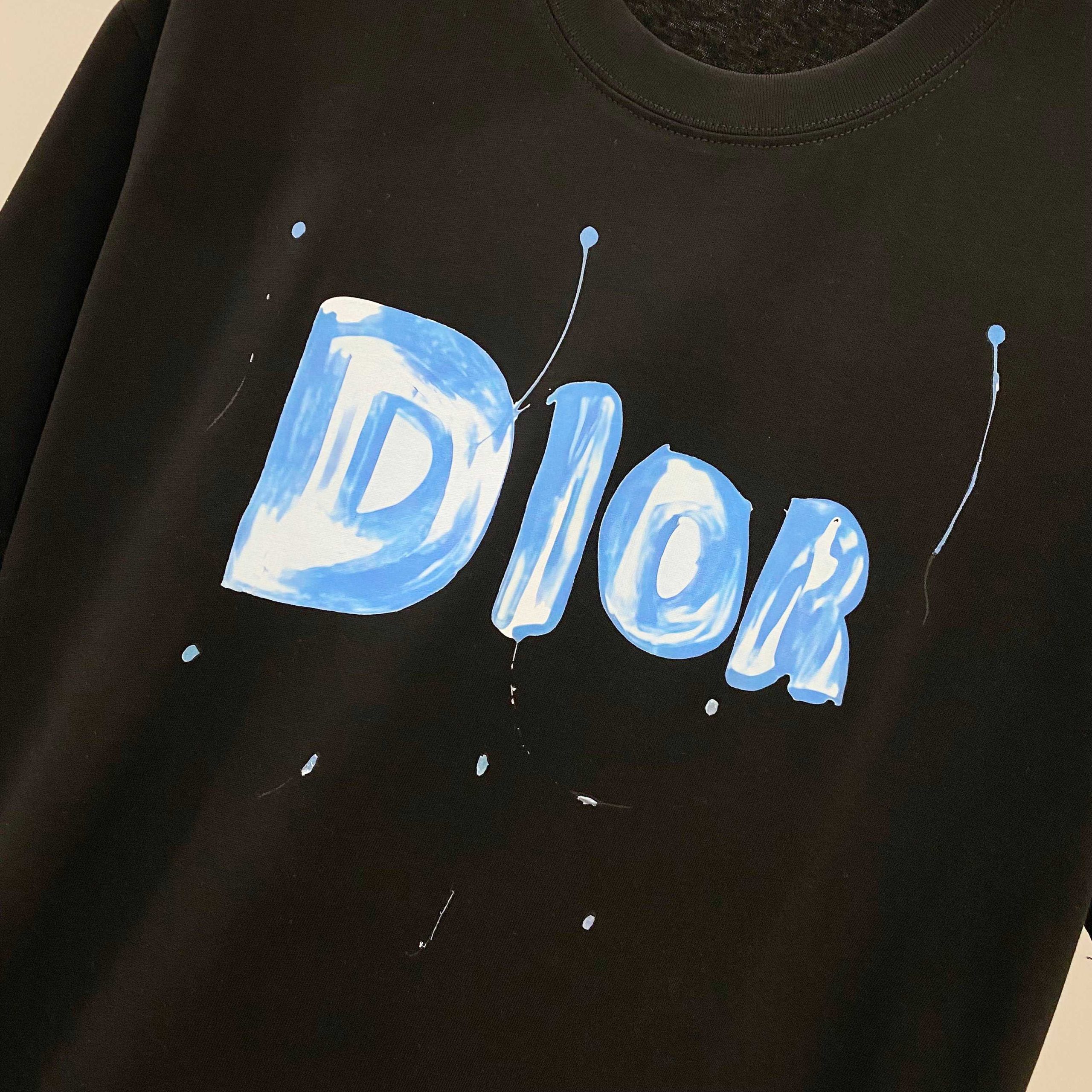 Dior一比一藍色潑墨黑色短袖T恤時尚潮流男女款| 13 Dior一比一藍色潑墨黑色短袖T恤時尚潮流男女款