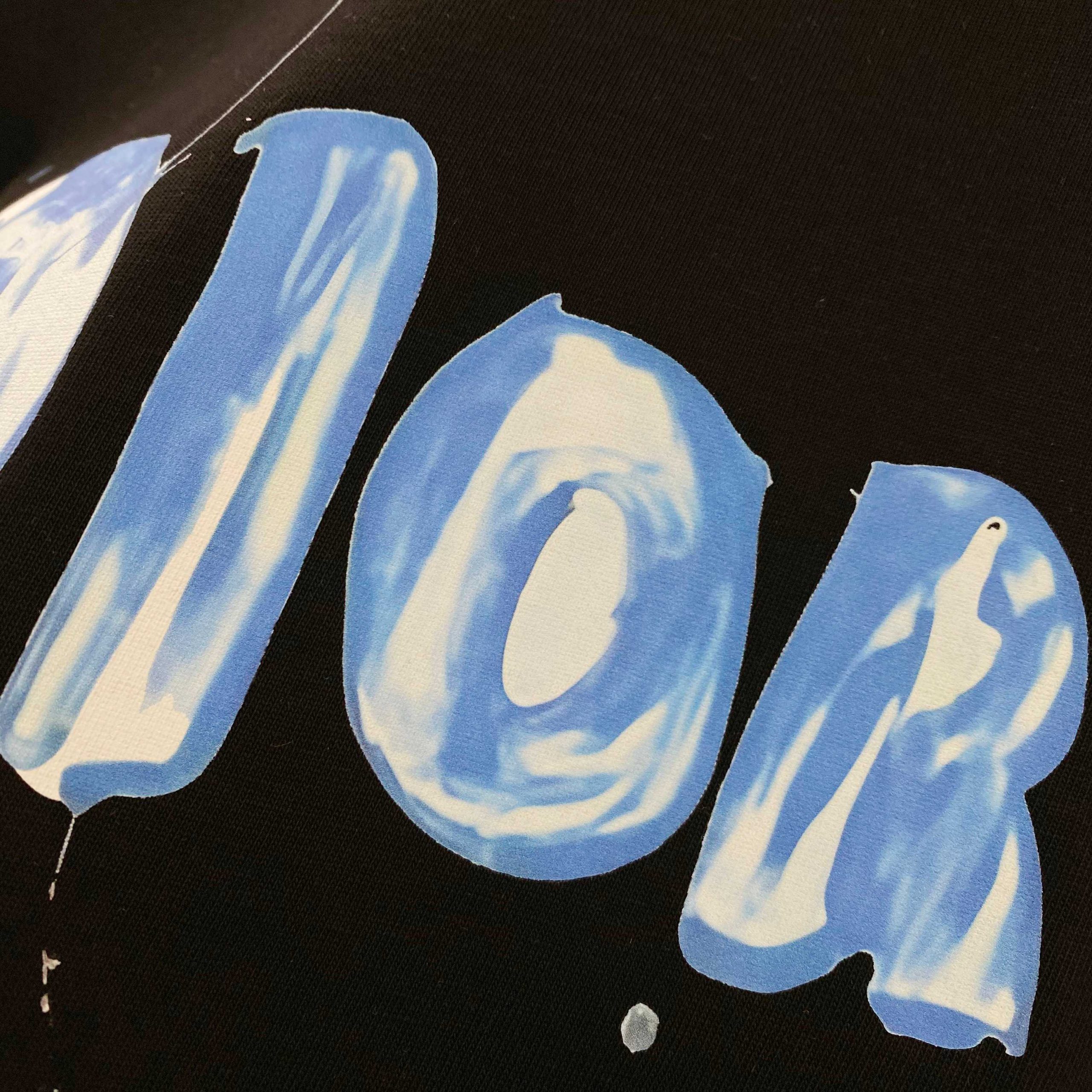 Dior一比一藍色潑墨黑色短袖T恤時尚潮流男女款| 12 Dior一比一藍色潑墨黑色短袖T恤時尚潮流男女款