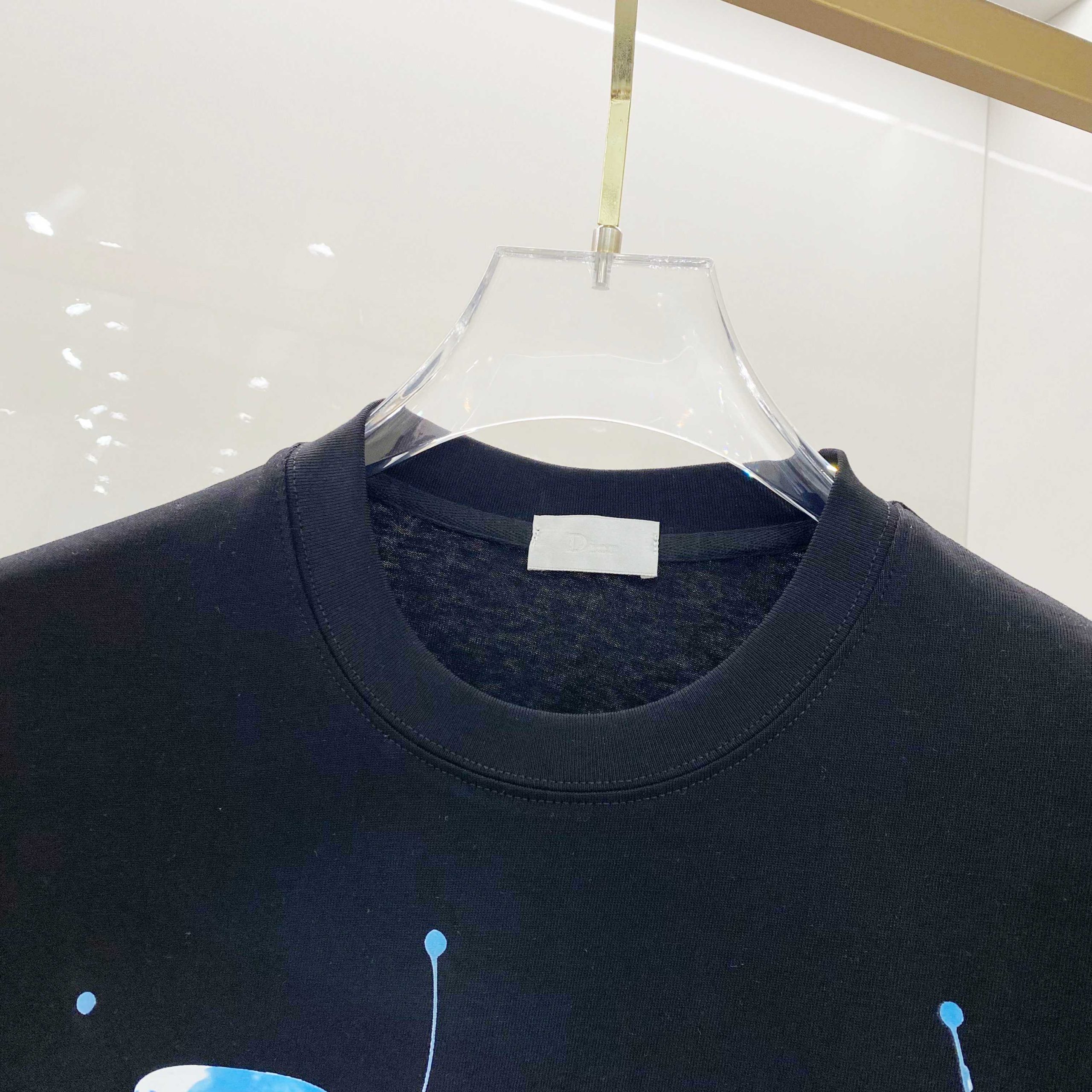 Dior一比一藍色潑墨黑色短袖T恤時尚潮流男女款| 11 Dior一比一藍色潑墨黑色短袖T恤時尚潮流男女款