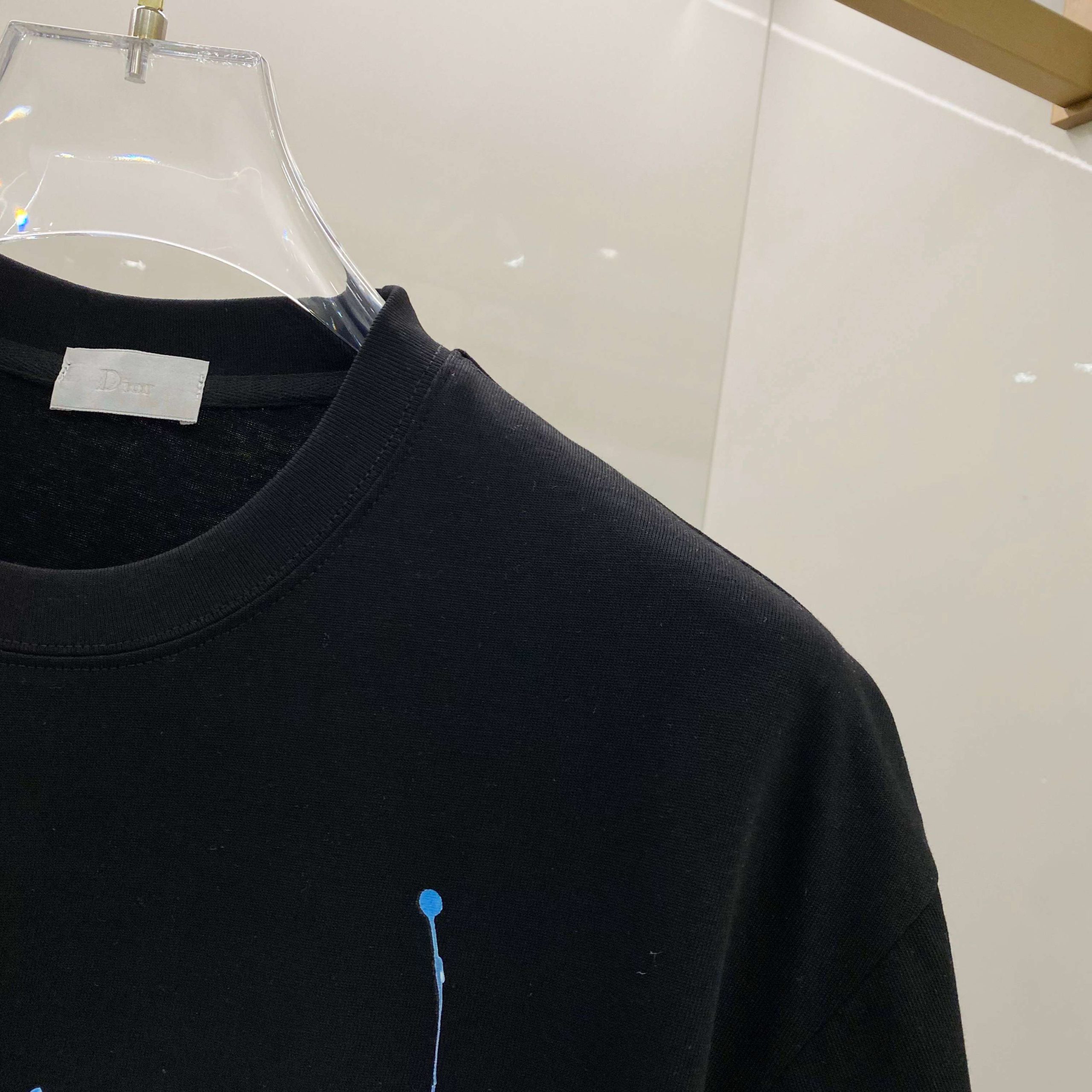 Dior一比一藍色潑墨黑色短袖T恤時尚潮流男女款| 9 Dior一比一藍色潑墨黑色短袖T恤時尚潮流男女款