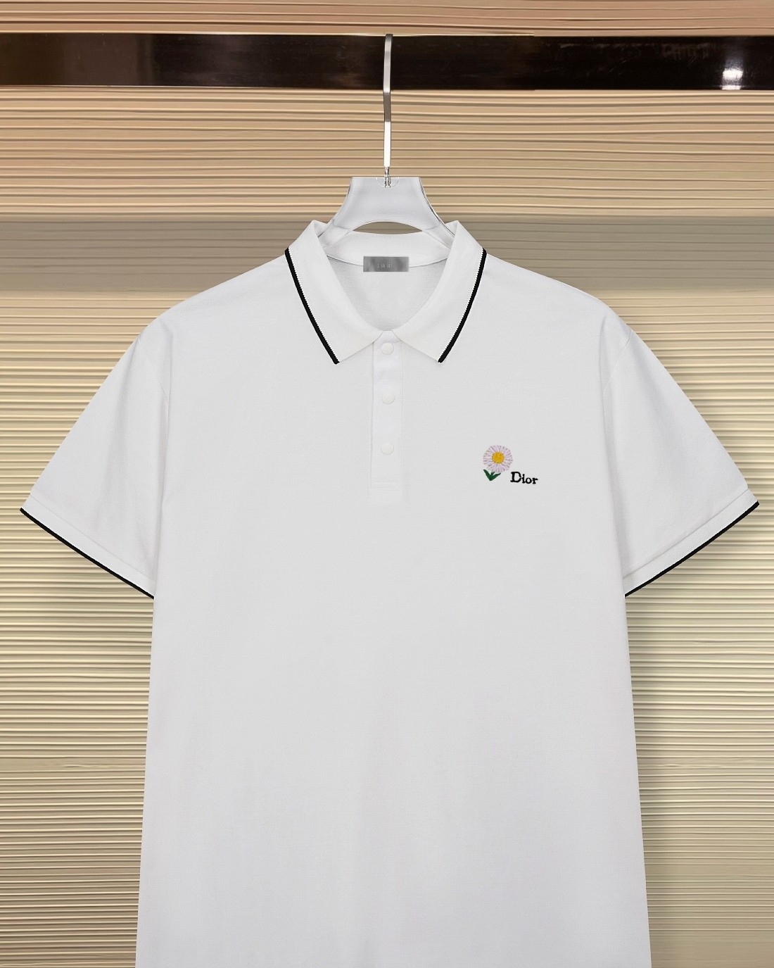 A貨Dior小雛菊刺繡白色POLO衫翻領男士短袖| 12 A貨Dior小雛菊刺繡白色POLO衫翻領男士短袖