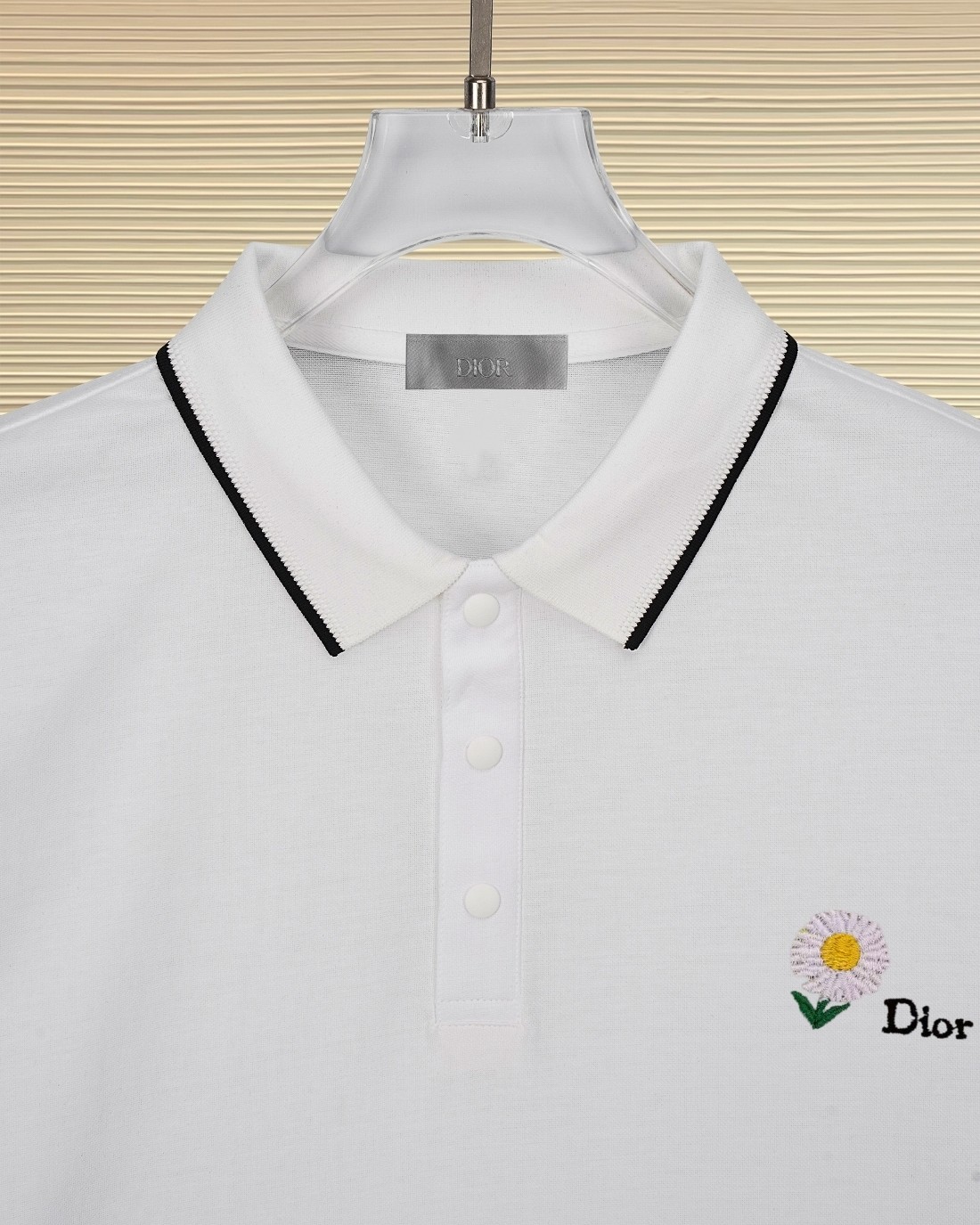 A貨Dior小雛菊刺繡白色POLO衫翻領男士短袖| 10 A貨Dior小雛菊刺繡白色POLO衫翻領男士短袖