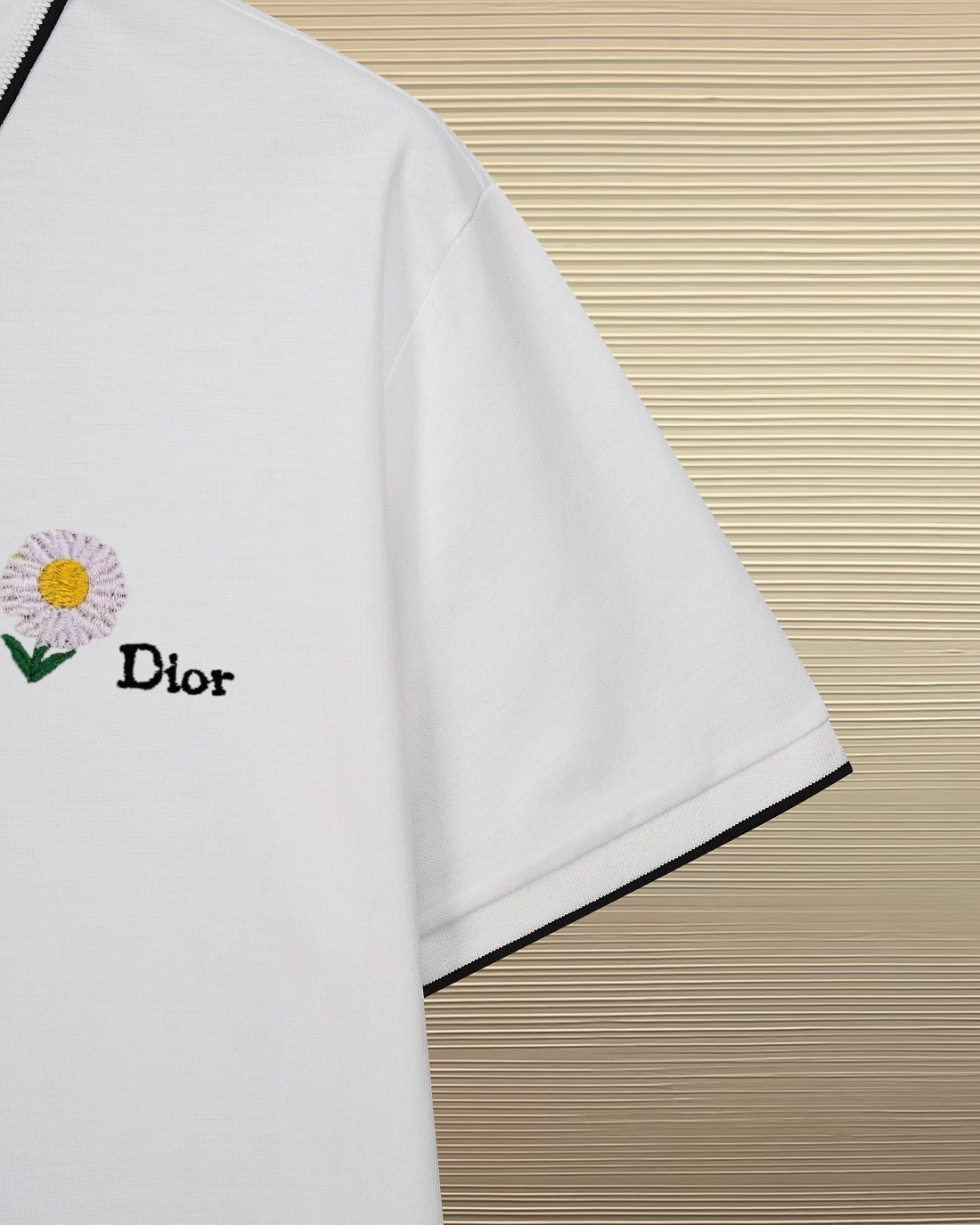A貨Dior小雛菊刺繡白色POLO衫翻領男士短袖| 8 A貨Dior小雛菊刺繡白色POLO衫翻領男士短袖