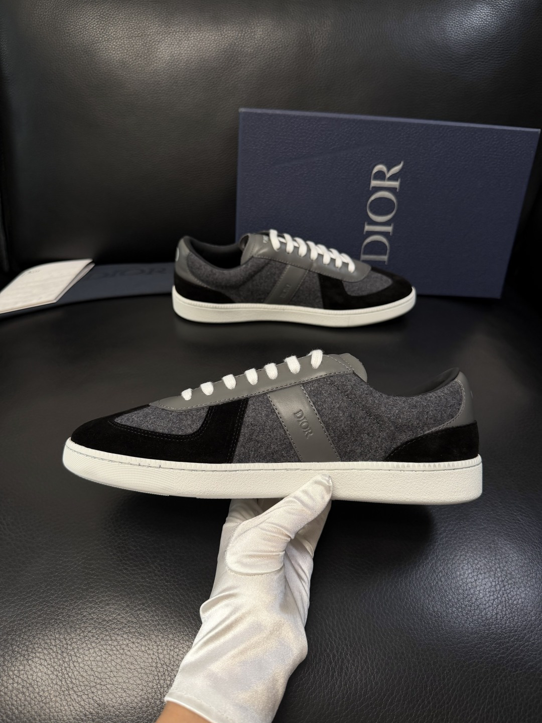 Dior 原單運動板鞋 男款黑色麂皮拼接休閒鞋低幫款| 11 Dior 原單運動板鞋 男款黑色麂皮拼接休閒鞋低幫款