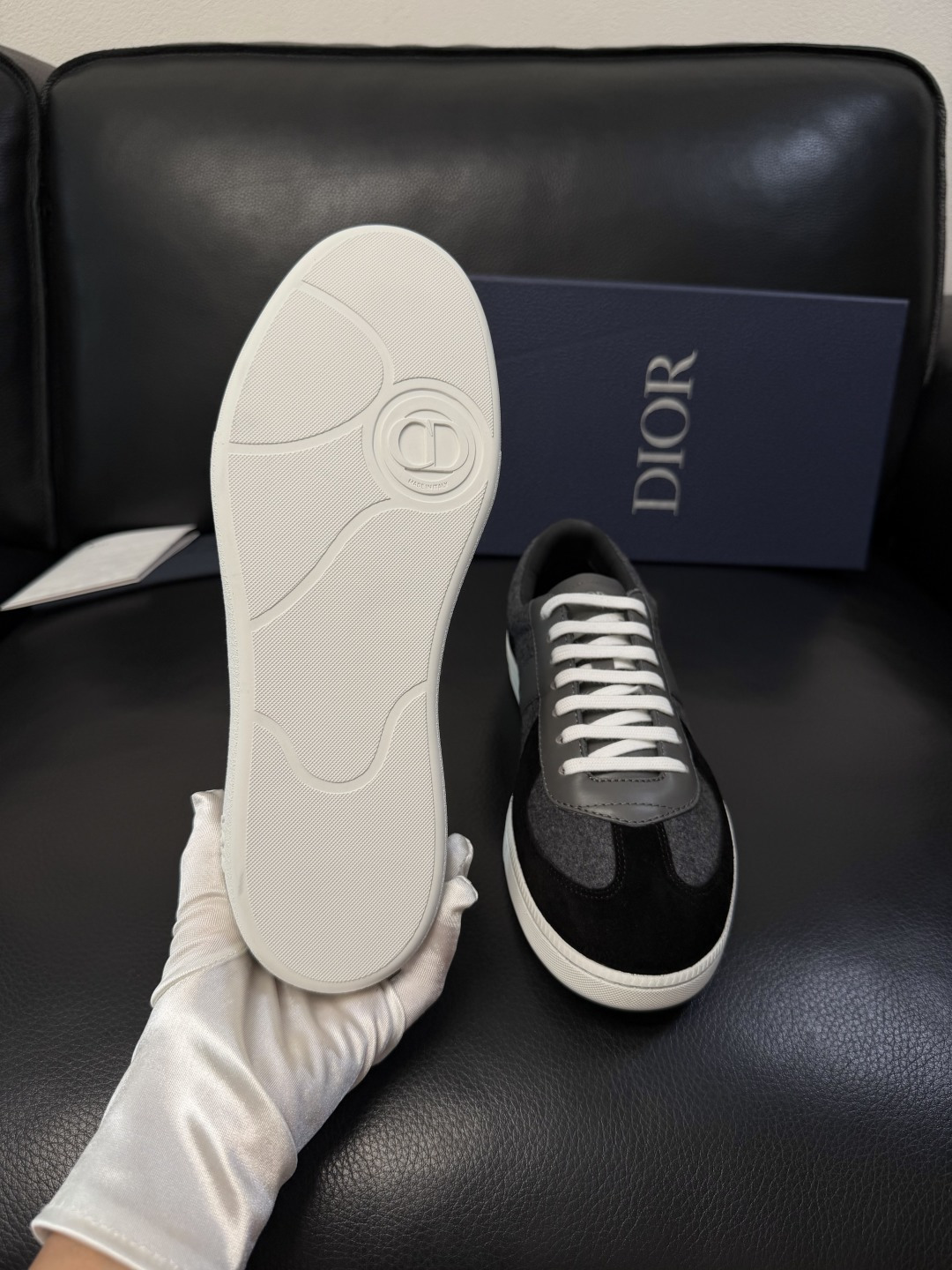 Dior 原單運動板鞋 男款黑色麂皮拼接休閒鞋低幫款| 7 Dior 原單運動板鞋 男款黑色麂皮拼接休閒鞋低幫款