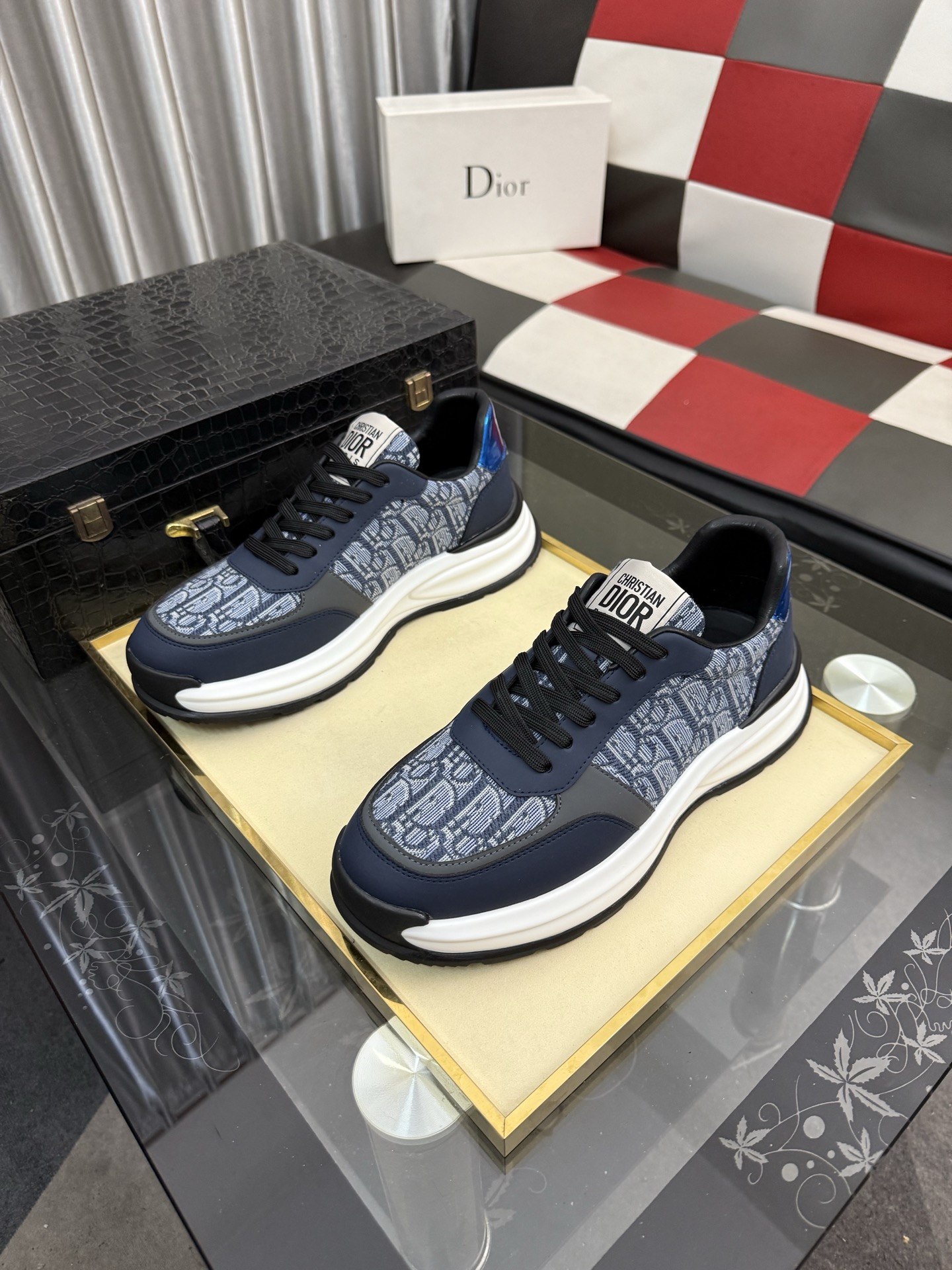 Dior 高仿 Oblique老花厚底運動鞋 藍灰拼接休閒百搭款| 14 Dior 高仿 Oblique老花厚底運動鞋 藍灰拼接休閒百搭款
